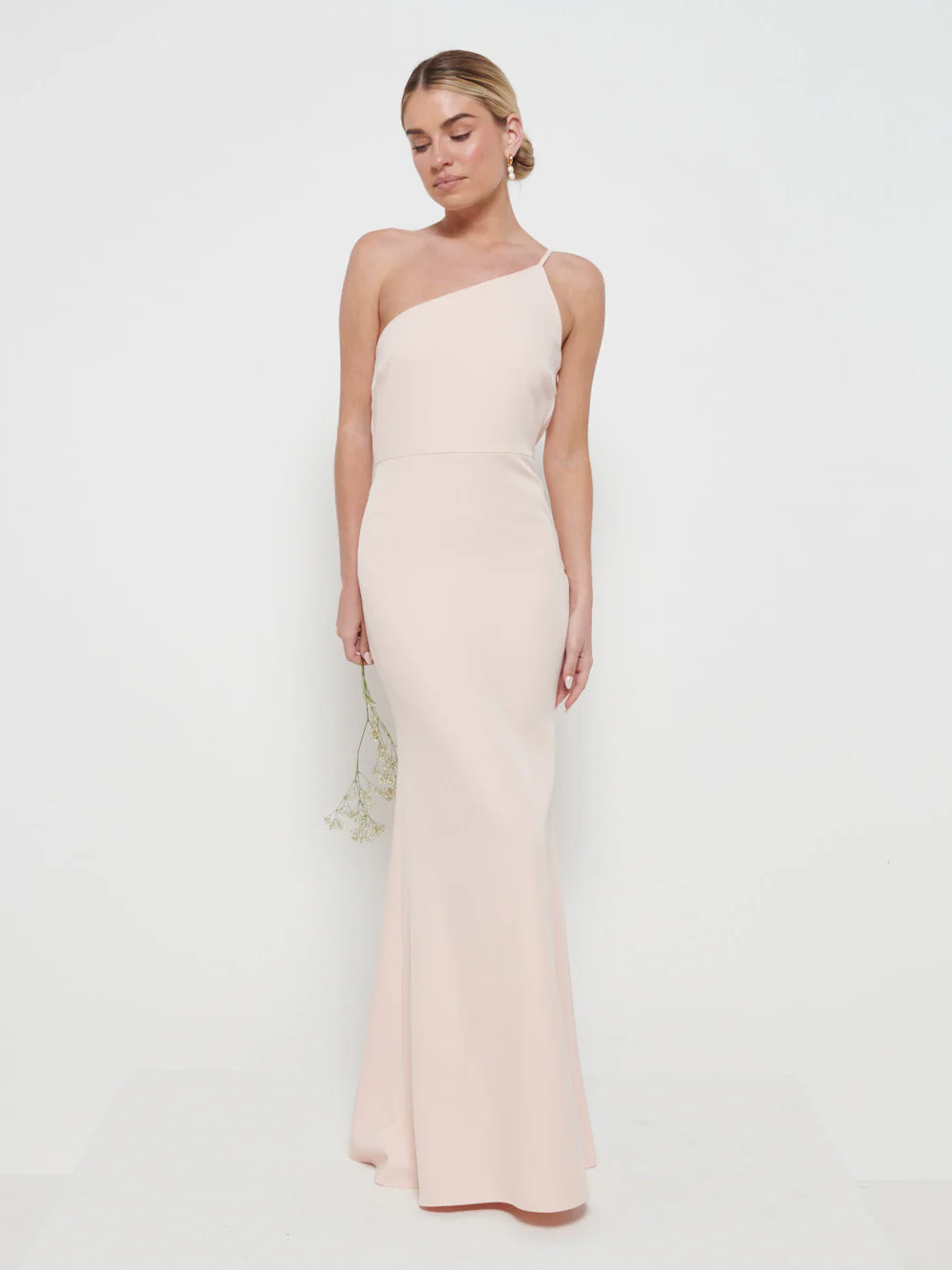 Amelia Crepe Bridesmaid Maxi Dress - Blush