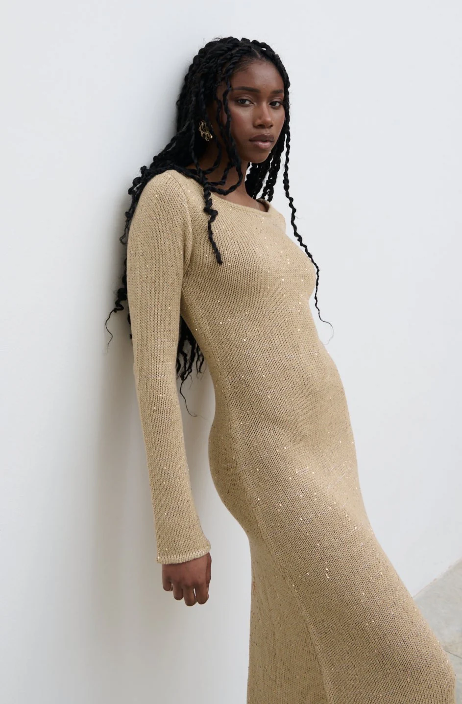 Anastasia Sequin Maxi Knit Dress - Gold