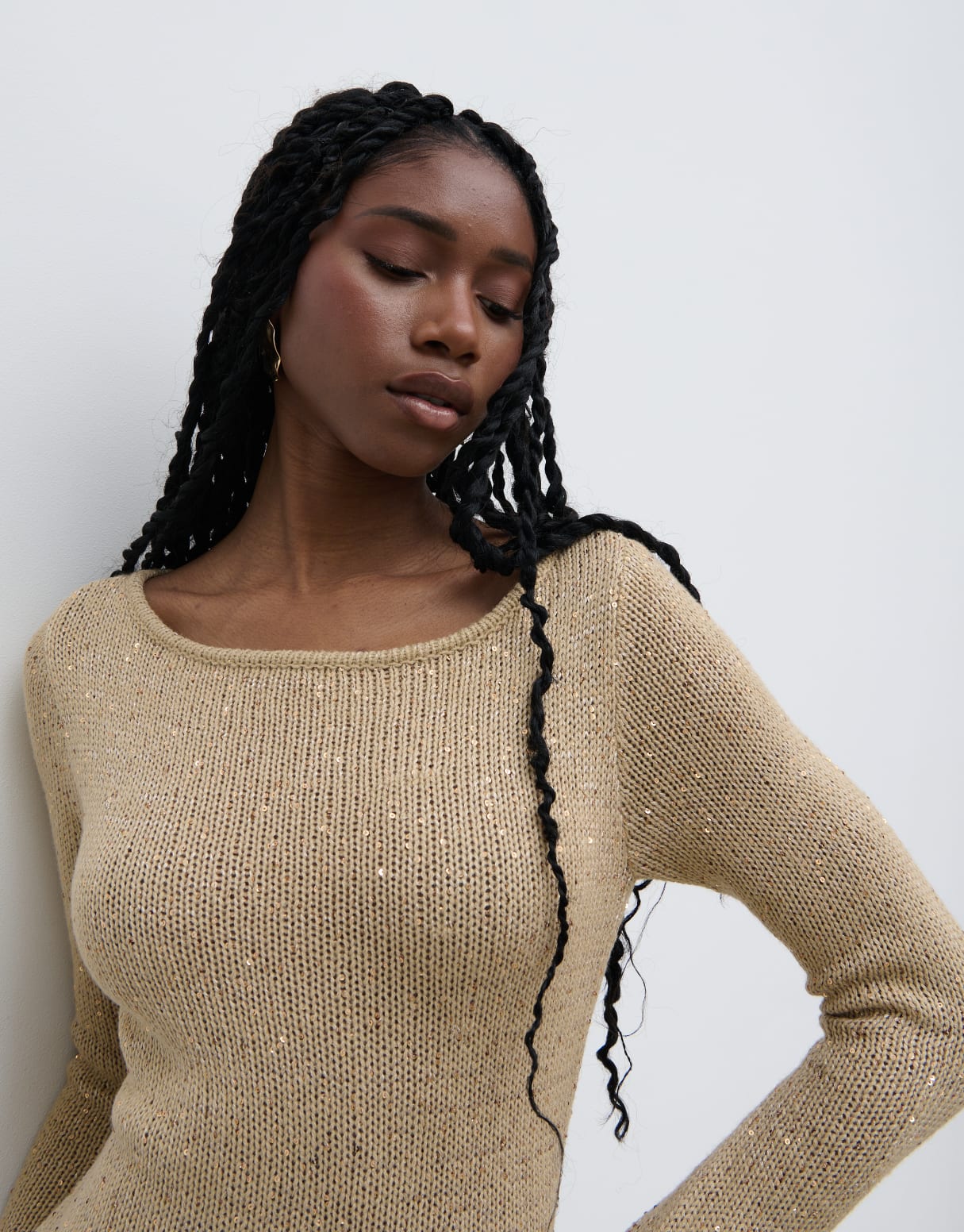 Anastasia Sequin Maxi Knit Dress - Gold - Image 2