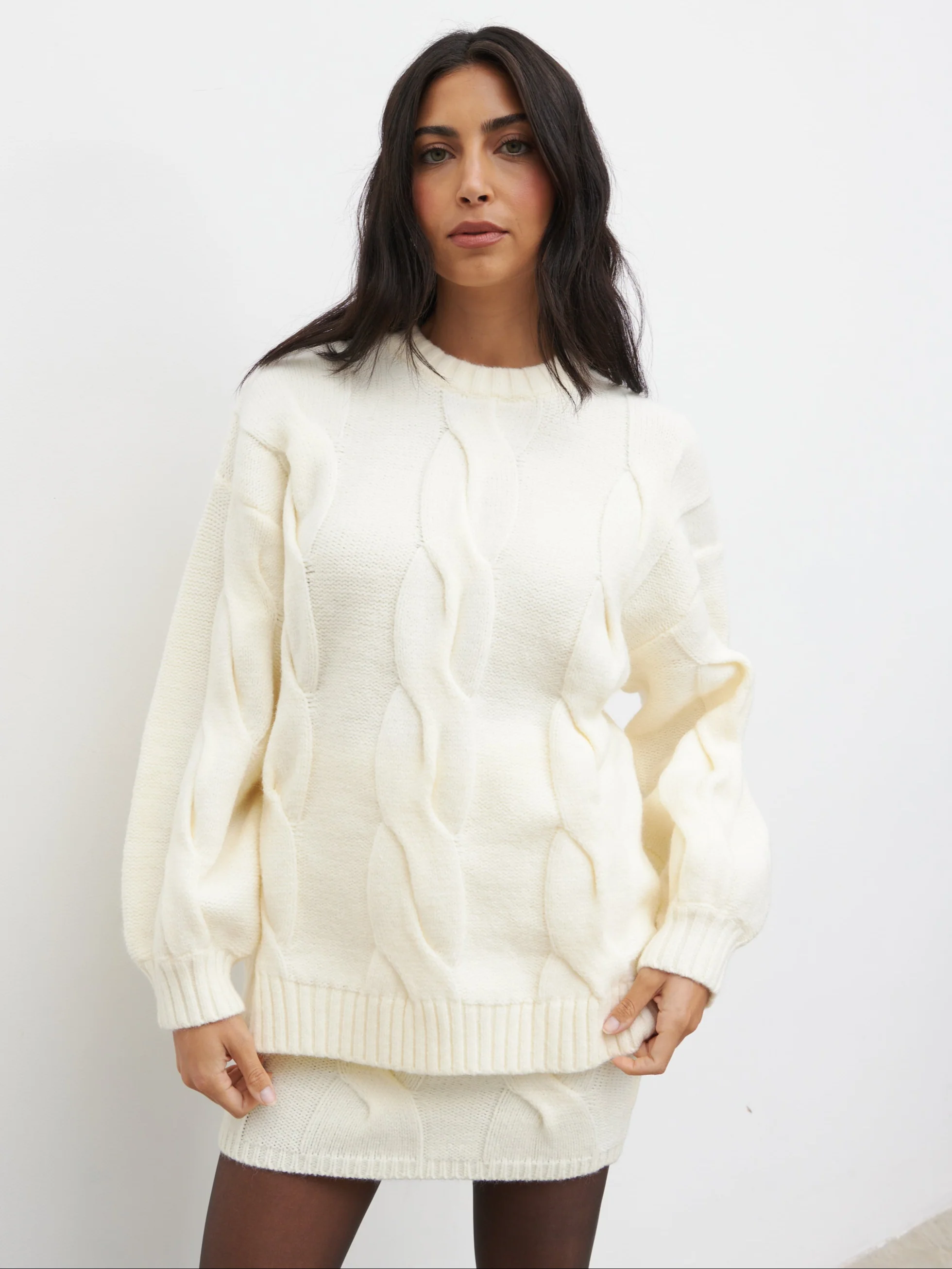 Atlantic Chunky Cable Knit Jumper - Cream