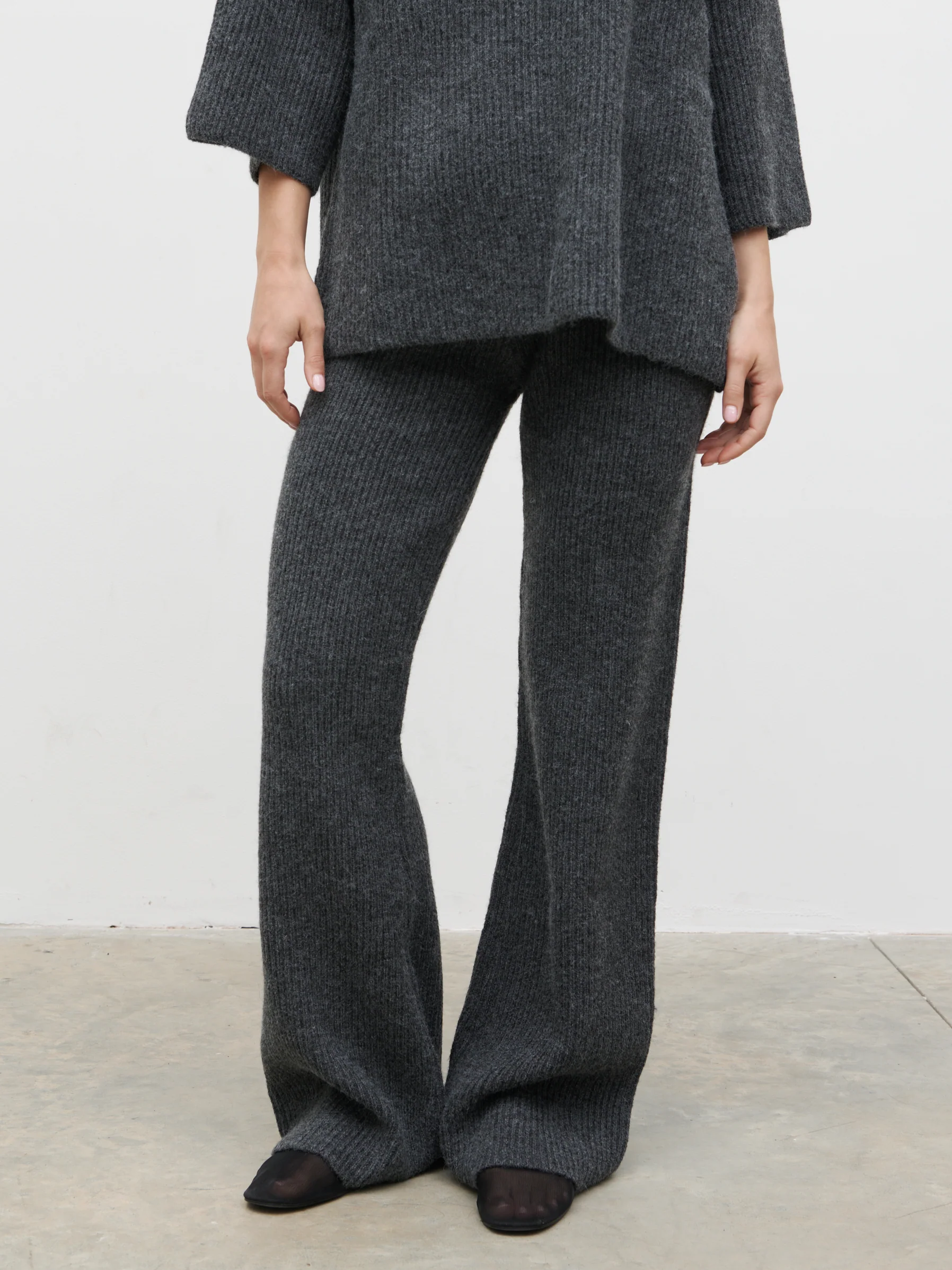 Beautrix Knit Straight Leg Trousers - Charcoal - Image 2