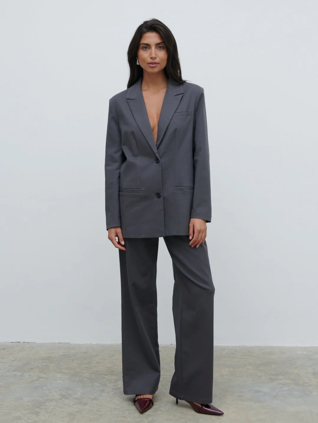 Brady Oversized Boxy Blazer - Graphite Grey - Image 2