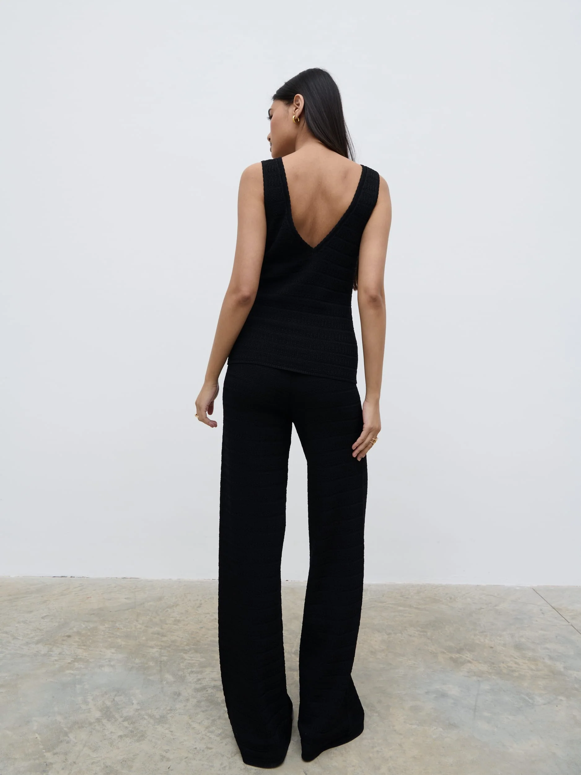 Bridget Crochet Knit Trousers - Black - Image 5