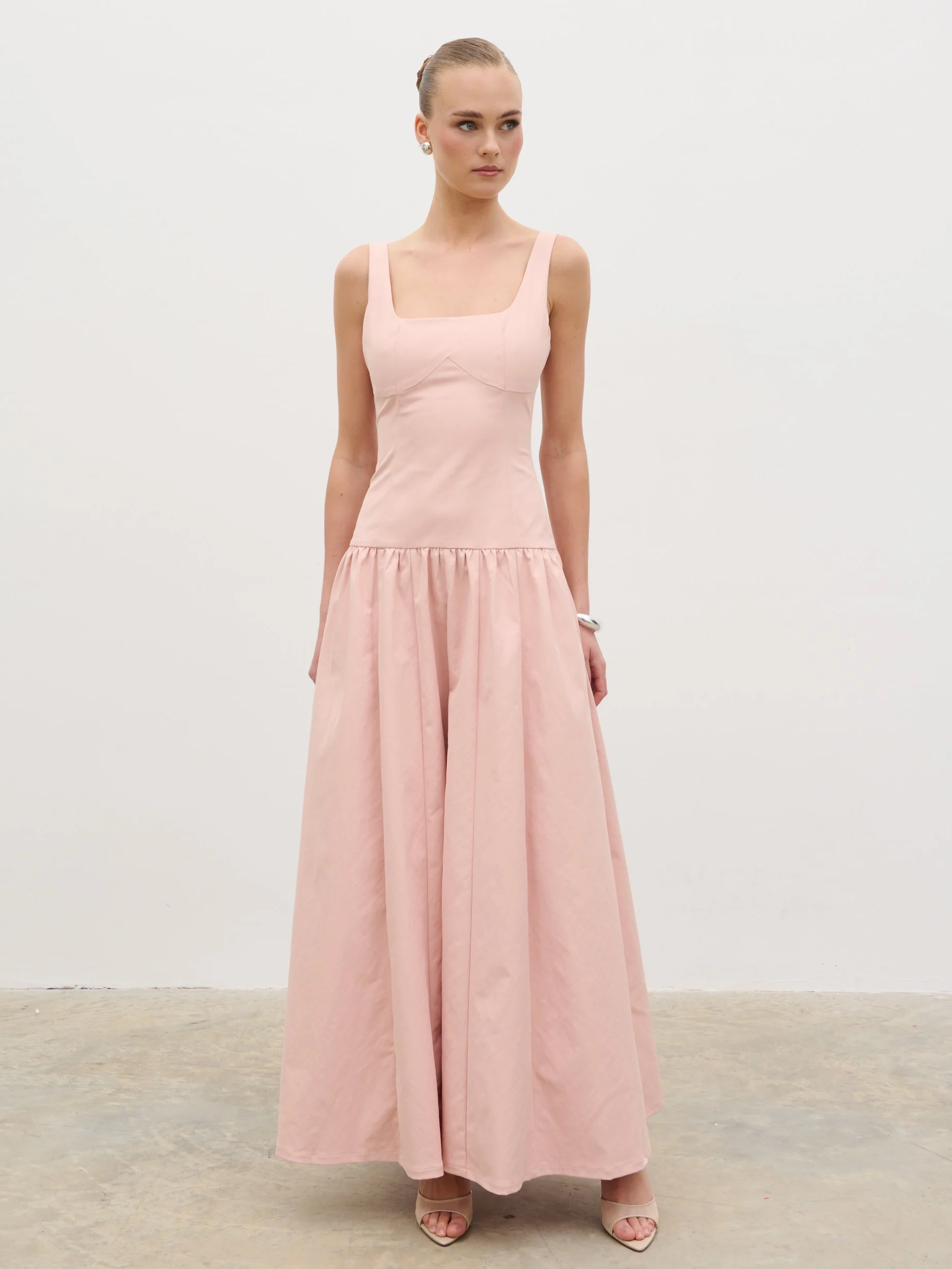 Bronte Square Neck Maxi Dress - Dusty Rose