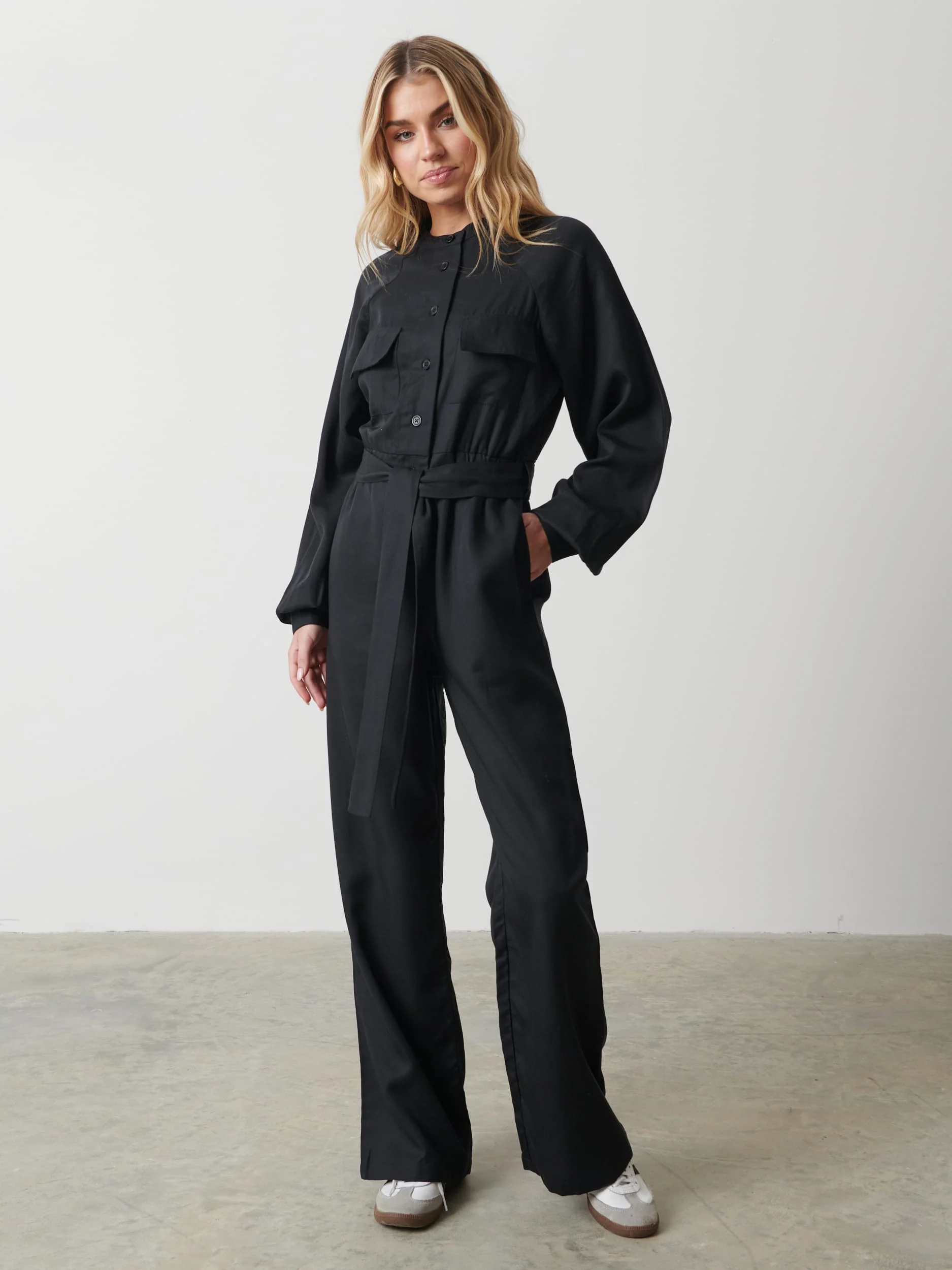 Brooke Belted Jumpsuit - Black