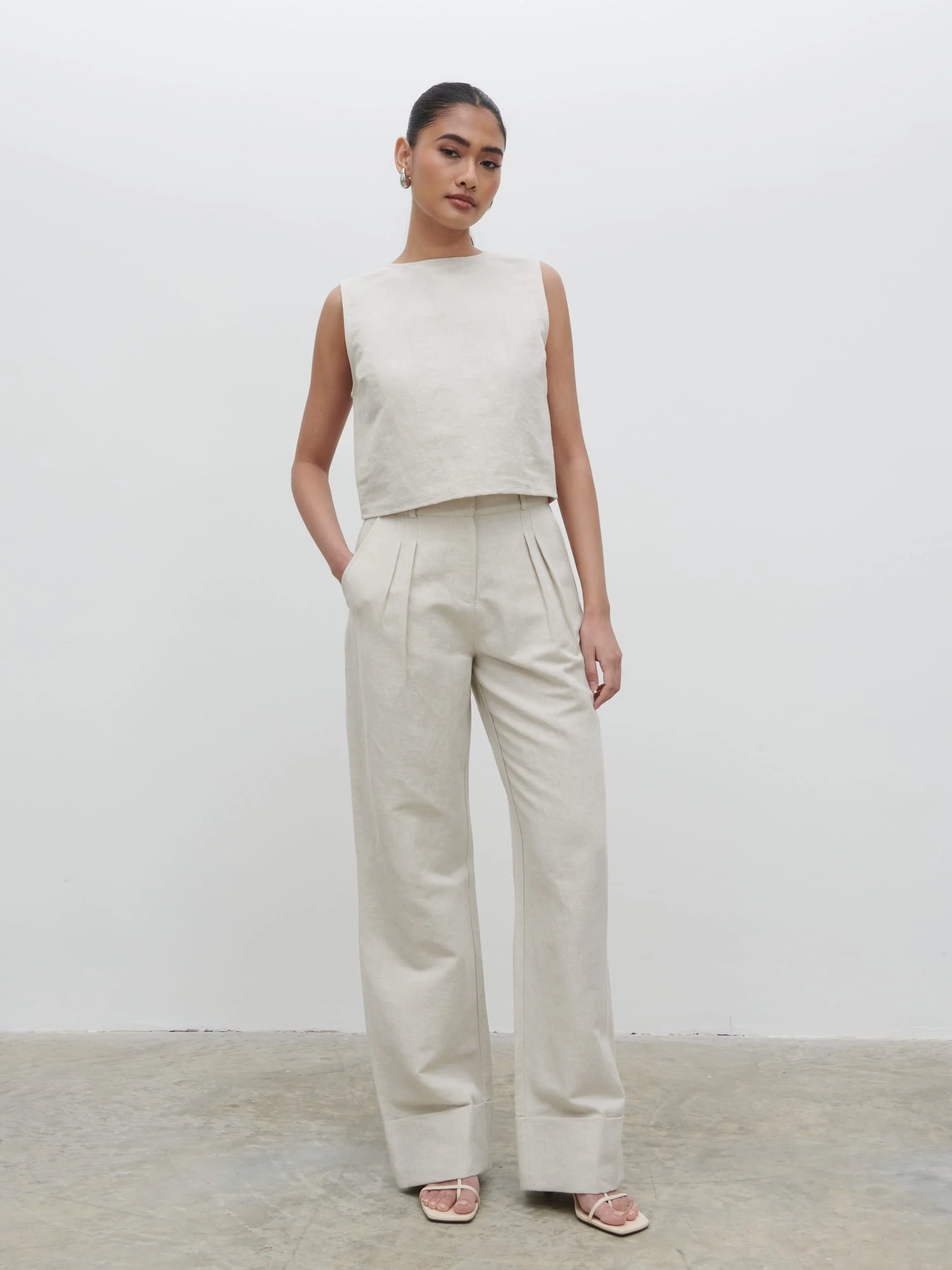 Bryony Boxy Linen Top - Natural