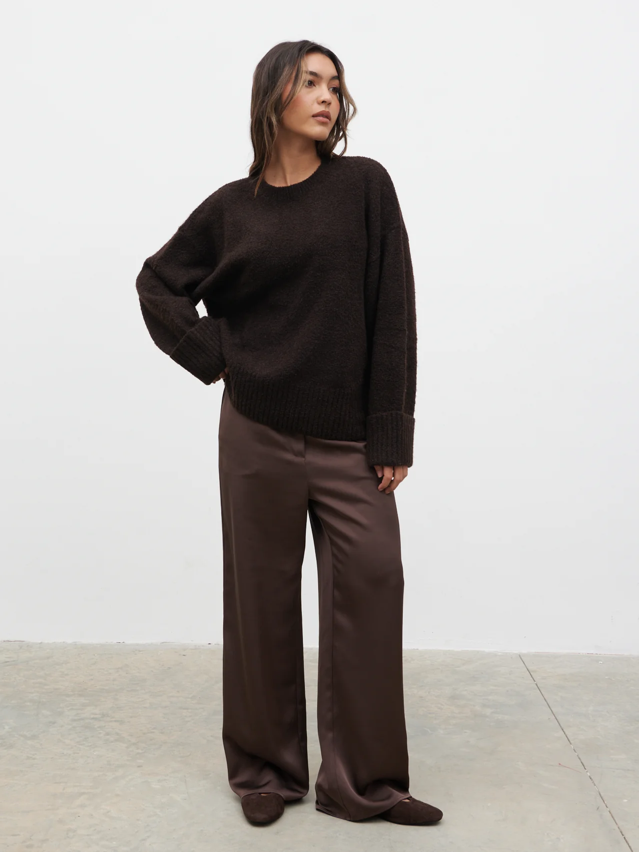 Camille Oversized Borg Jumper - Brown