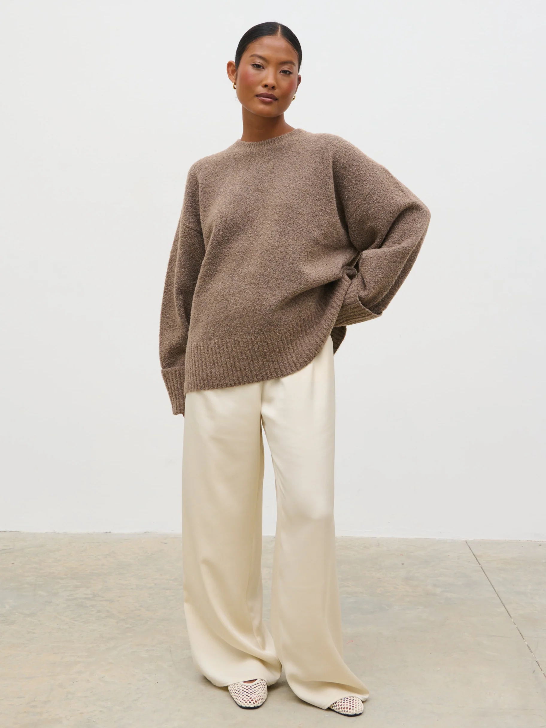 Camille Oversized Borg Jumper - Mocha