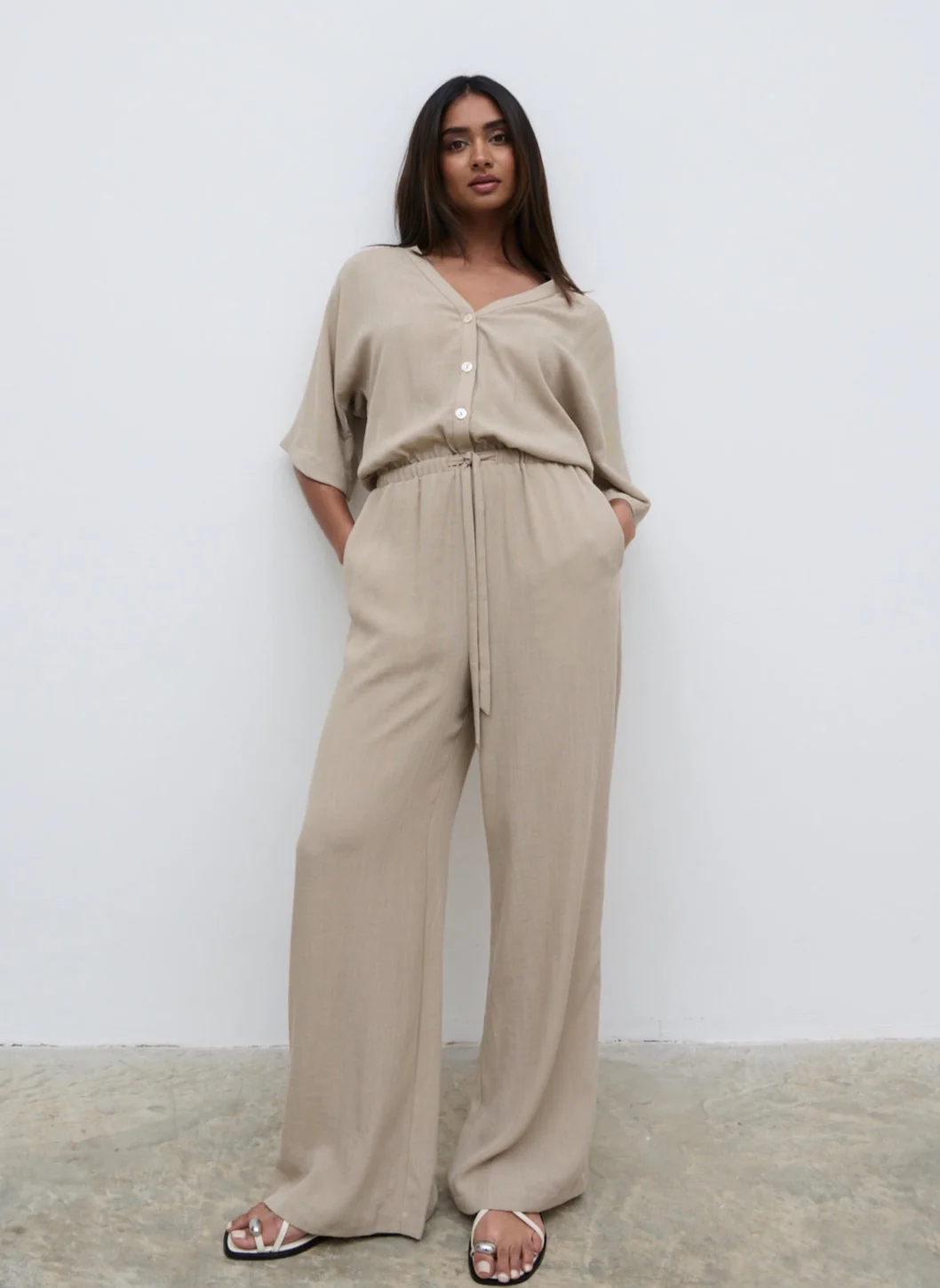 Carey Easywear Jumpsuit - Stone