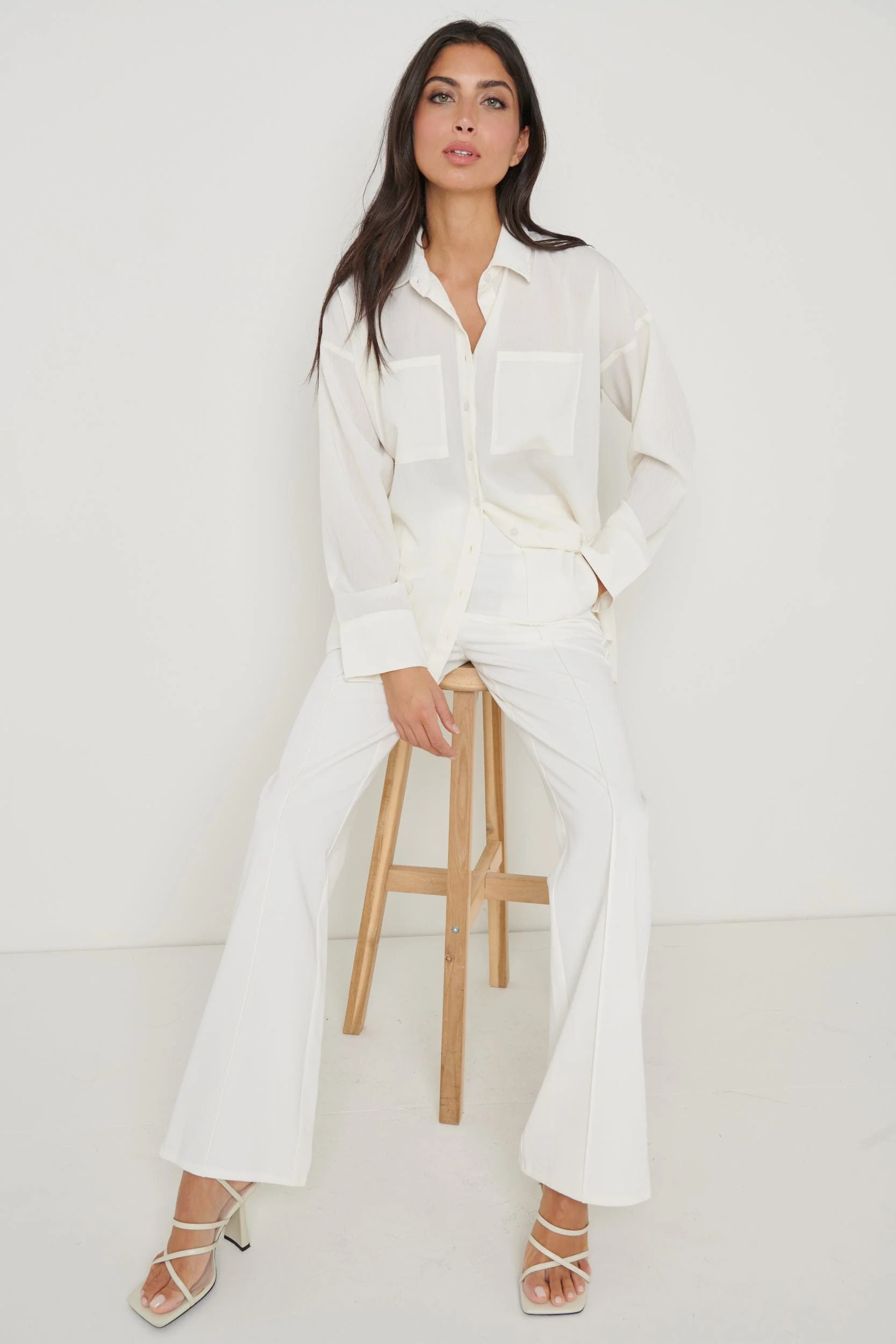 Drew Crinkle Shirt - White
