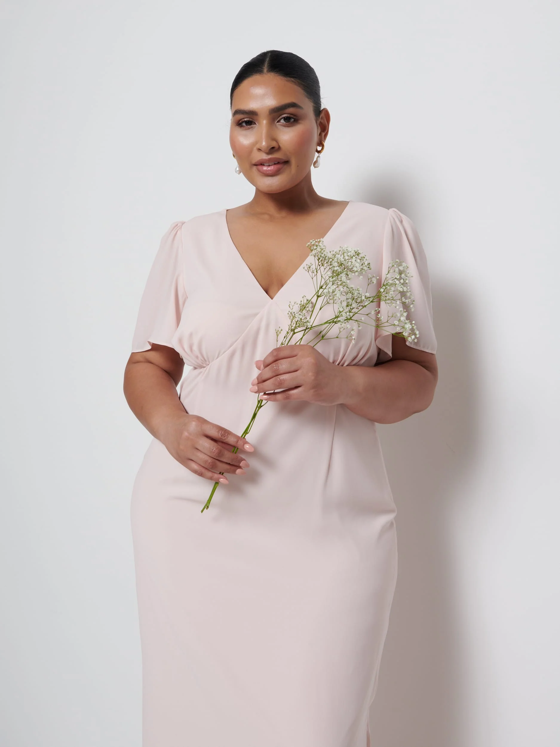 Edie Chiffon Maxi Bridesmaid Dress Curve - Blush - Image 2