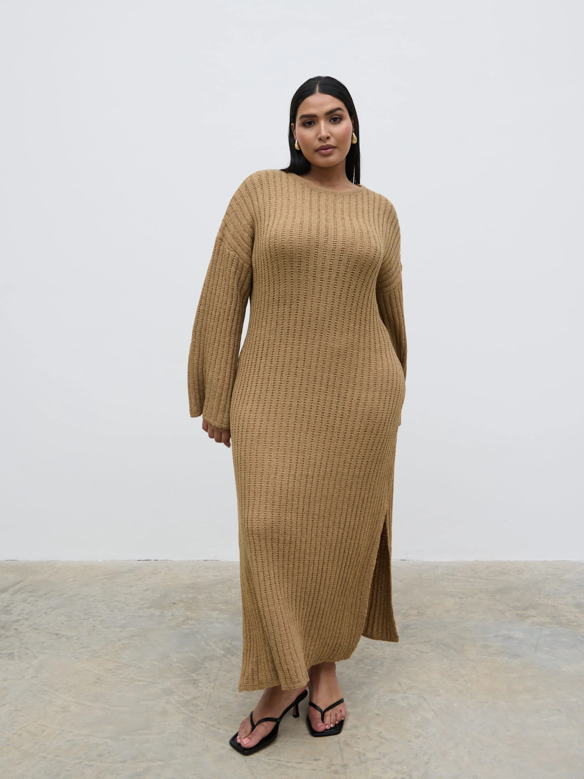 Eleanor Knit Midaxi Dress - Biscuit