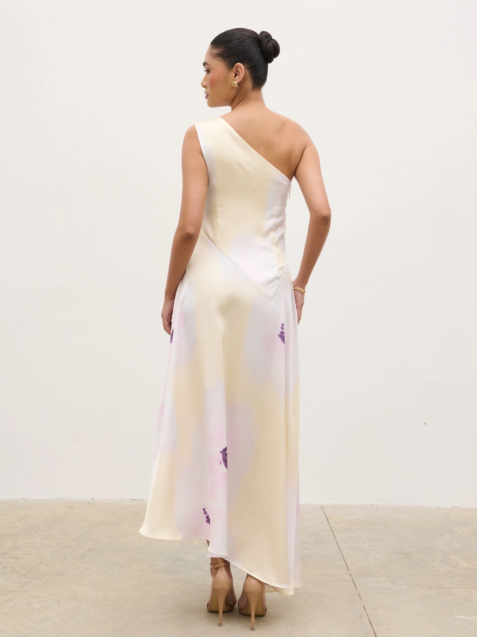 Ember One Shoulder Printed Midaxi Dress - Watercolour Poppy - Image 6