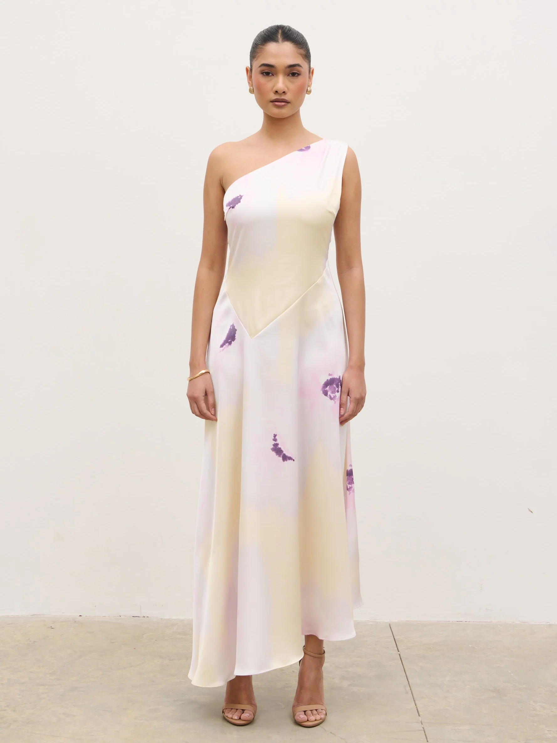 Ember One Shoulder Printed Midaxi Dress - Watercolour Poppy - Image 7