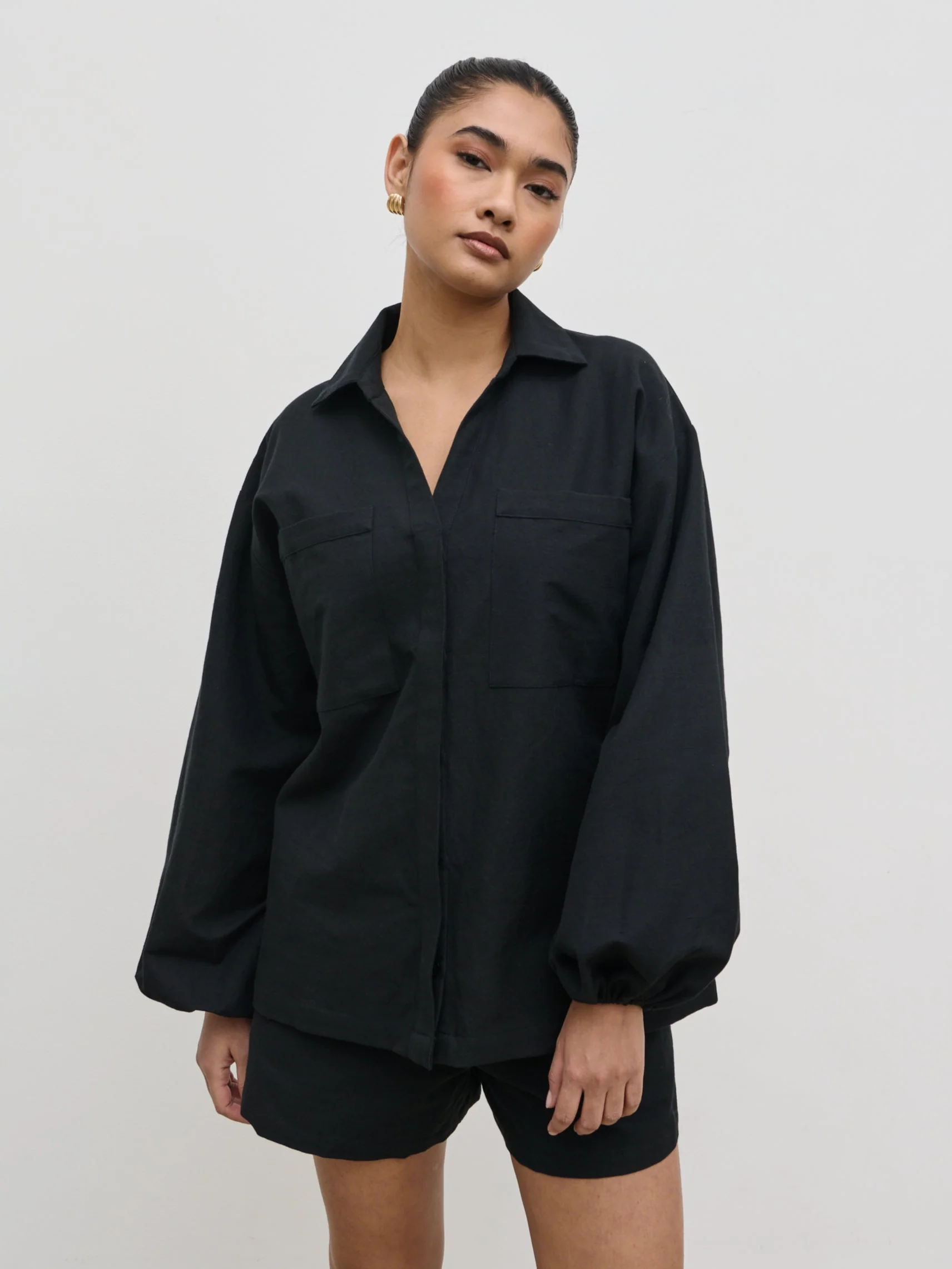 Emerson Balloon Sleeve Shirt - Black
