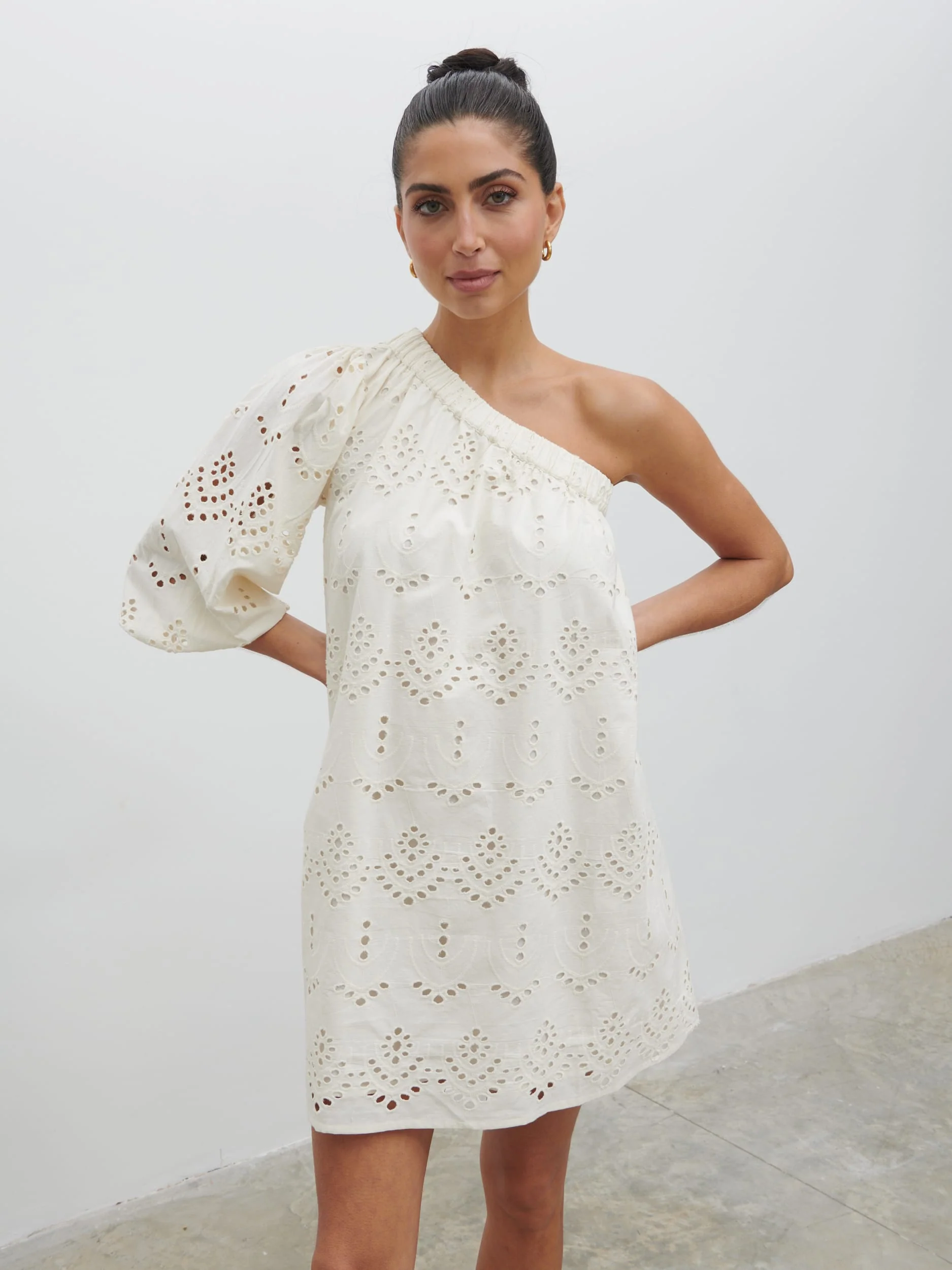 Fawn Broderie Mini Dress - Natural