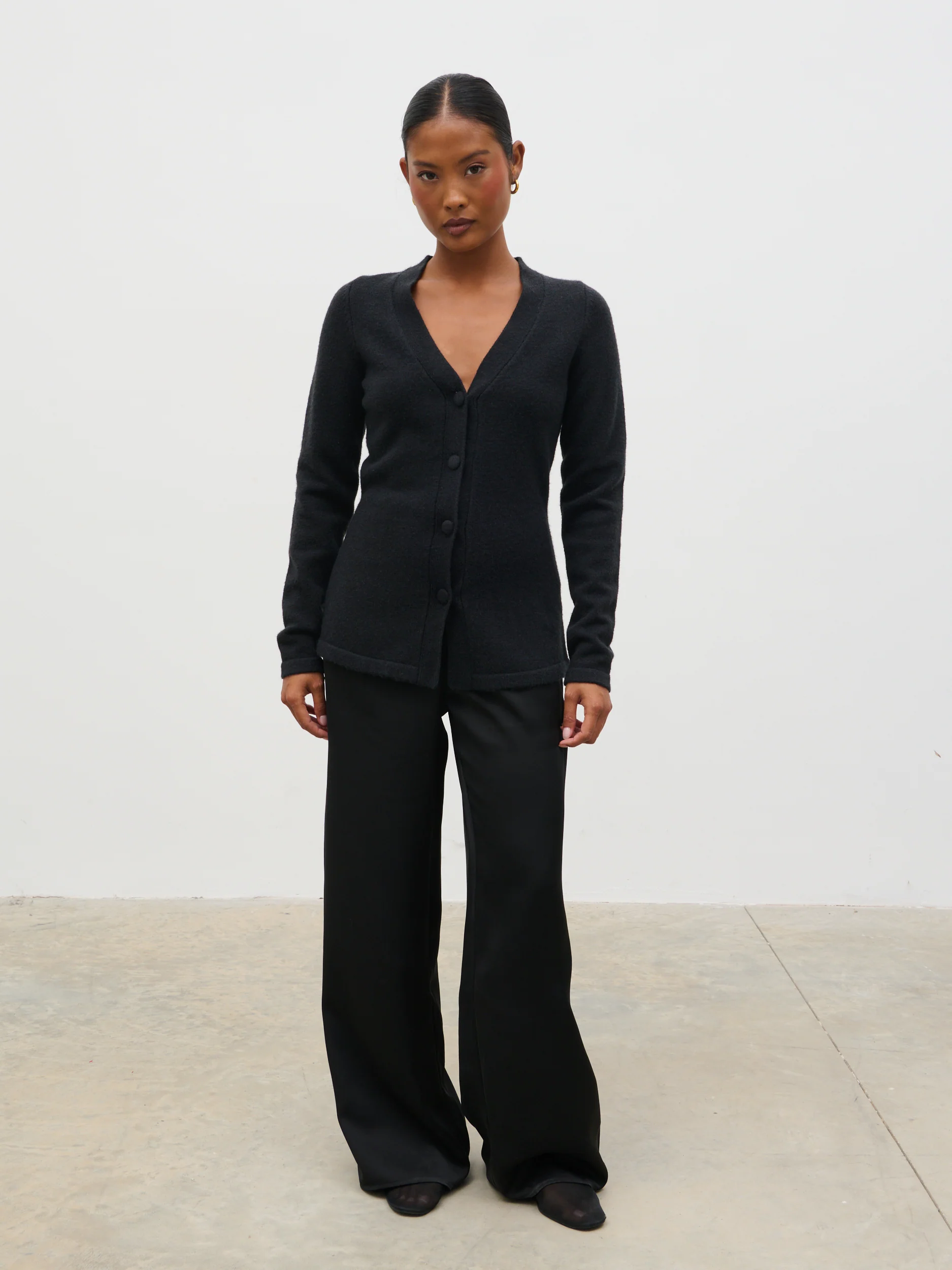 Gemma Longline Hourglass Knit Cardigan - Black