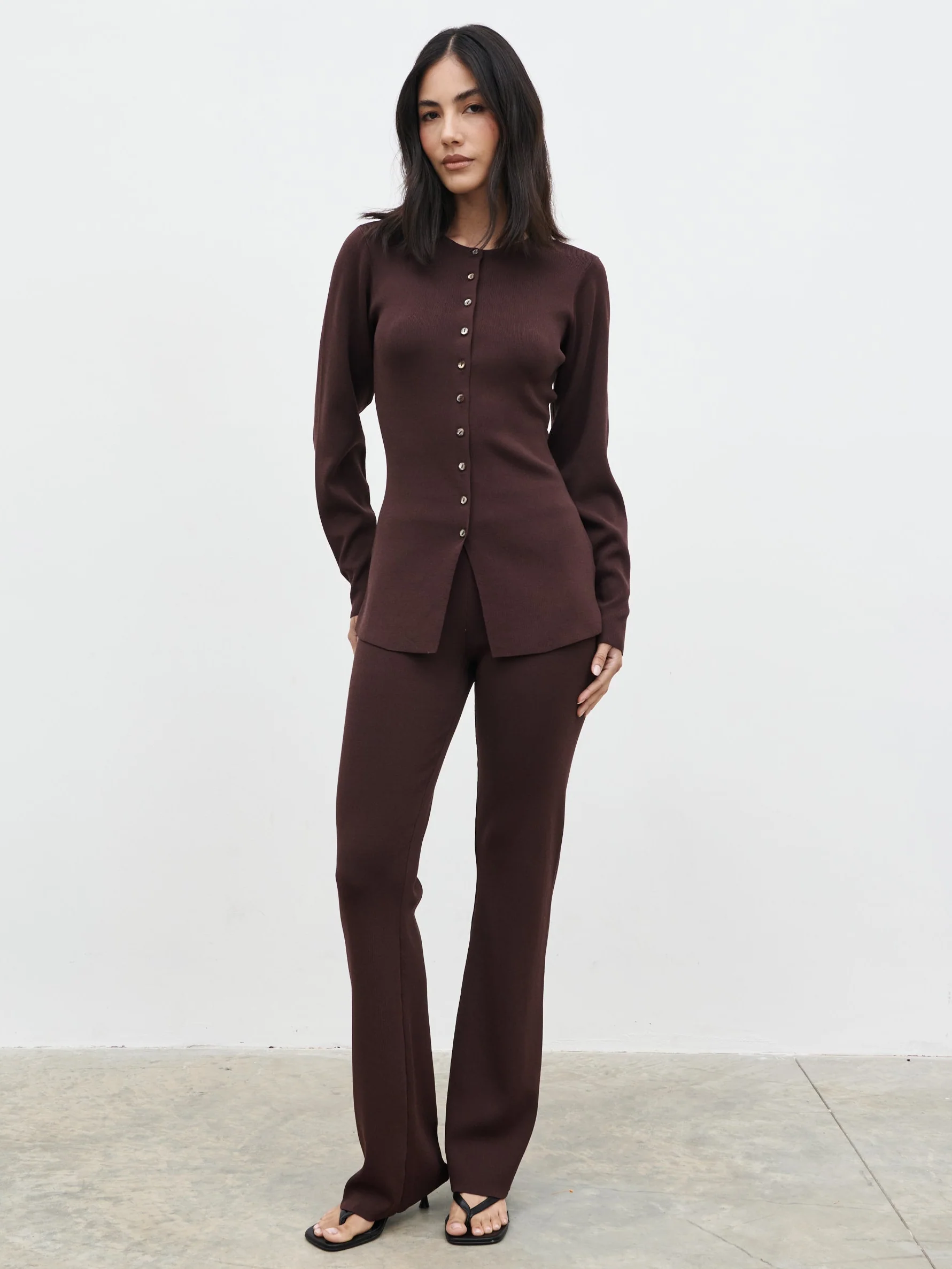 Gracelyn Knit Cardigan - Chocolate Brown