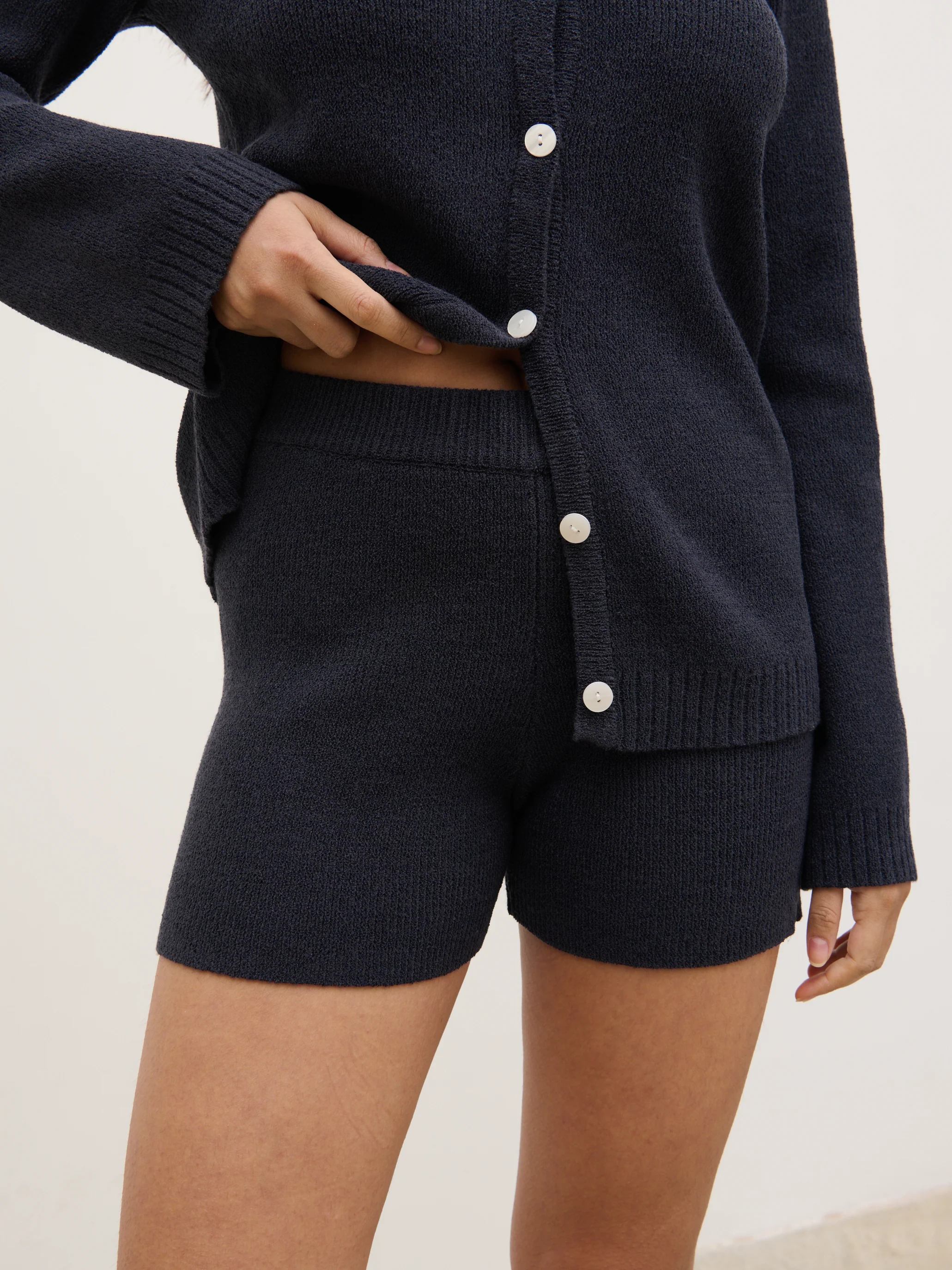 Gracie Fine Tape Knit Shorts - Navy - Image 2