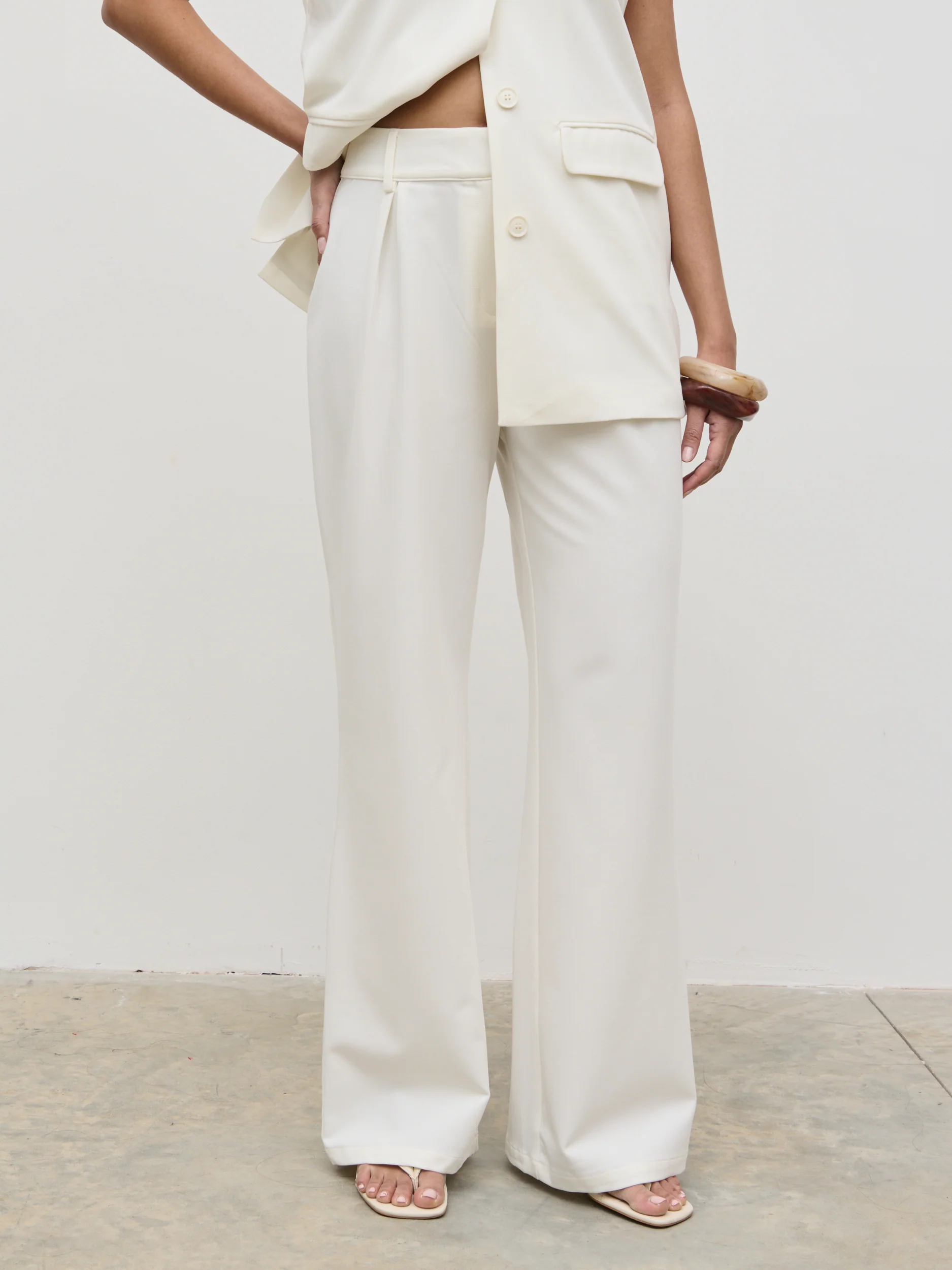 Harlee Straight Leg Trousers - Cream - Image 2