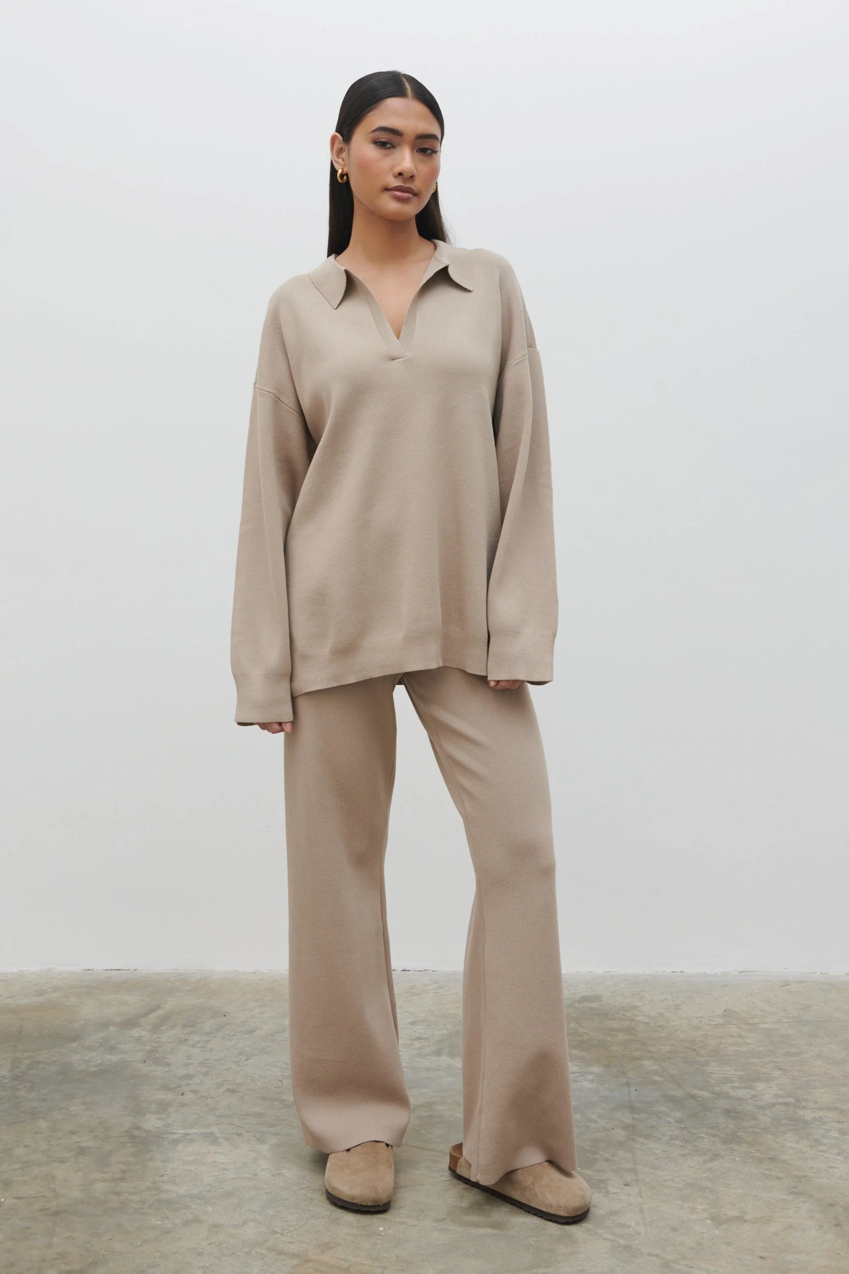 Hayden Oversized Knit Jumper - Beige - Image 2