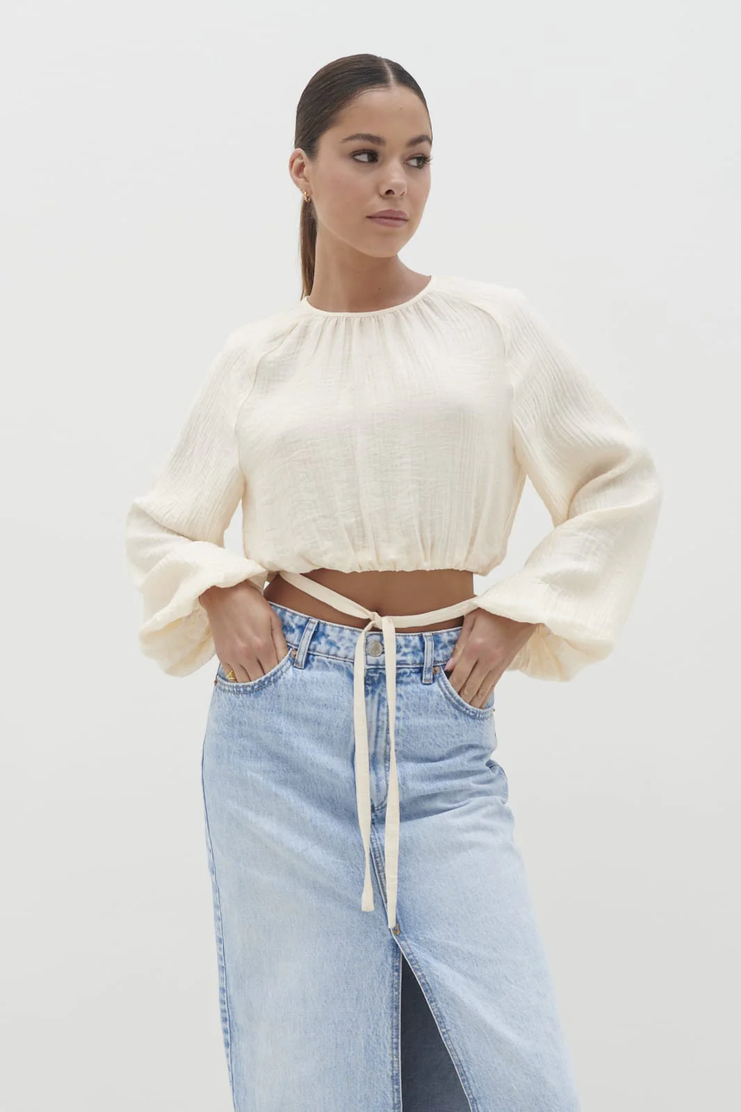 Jesse Balloon Sleeve Blouse - Oyster
