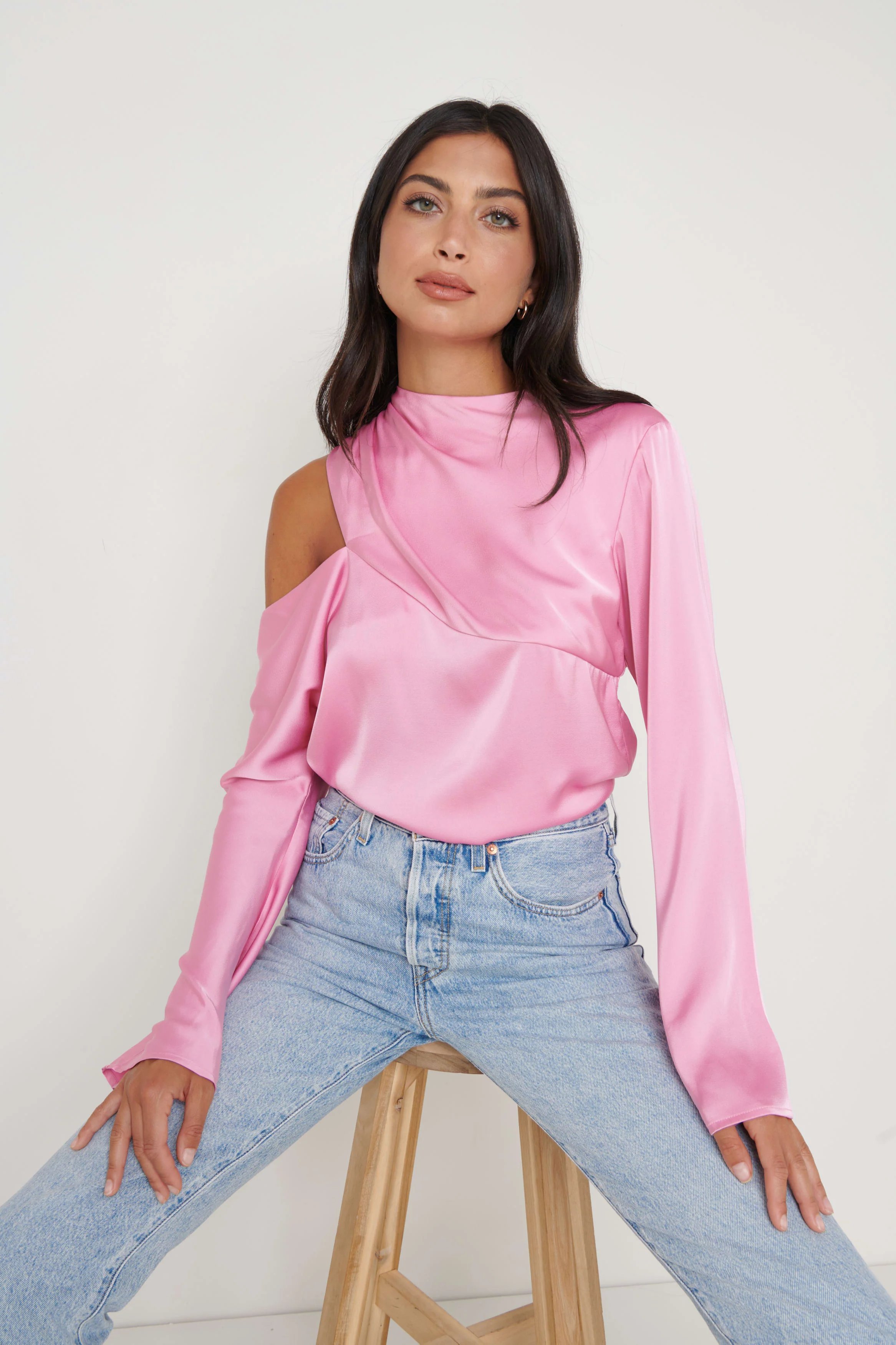 Jett Asymmetric Blouse - Pink