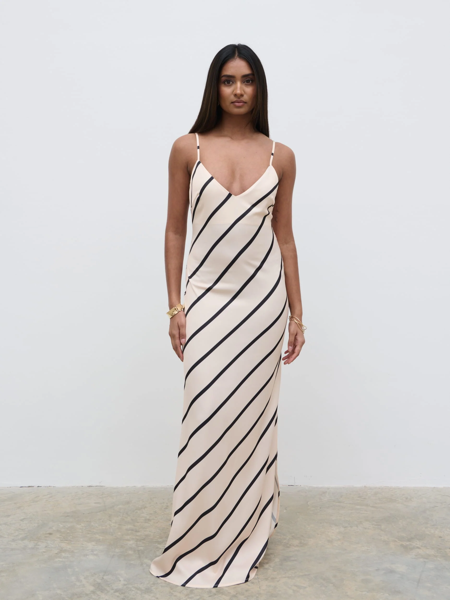 Jodina Maxi Dress - Asymmetric Stripe