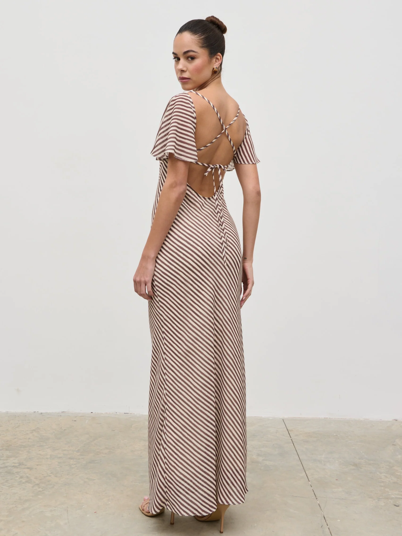 Jules Maxi Dress - Brown and Cream Stripe
