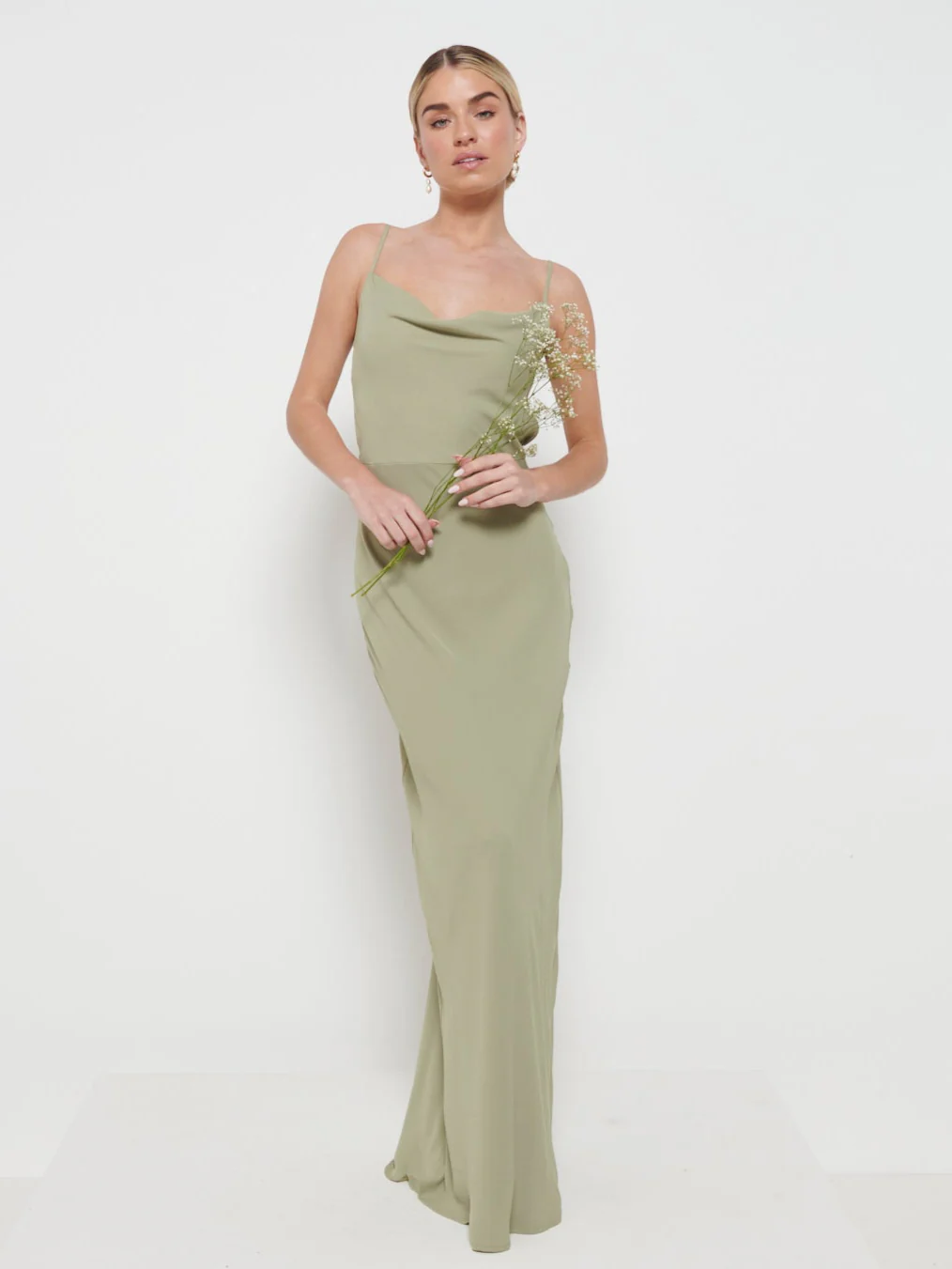 Keisha Chiffon Maxi Bridesmaid Dress - Olive