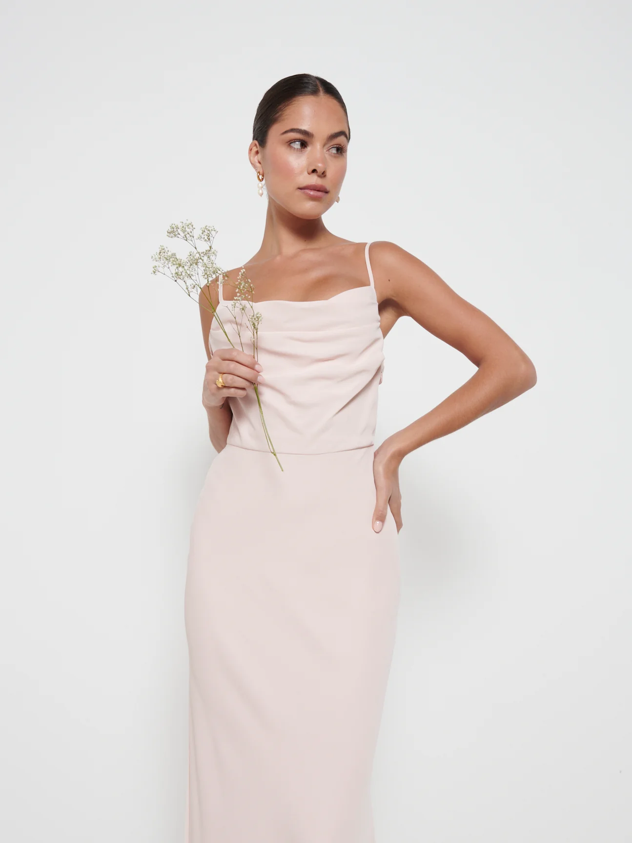 Keisha Cowl Neck Maxi Bridesmaid Dress - Blush - Image 2
