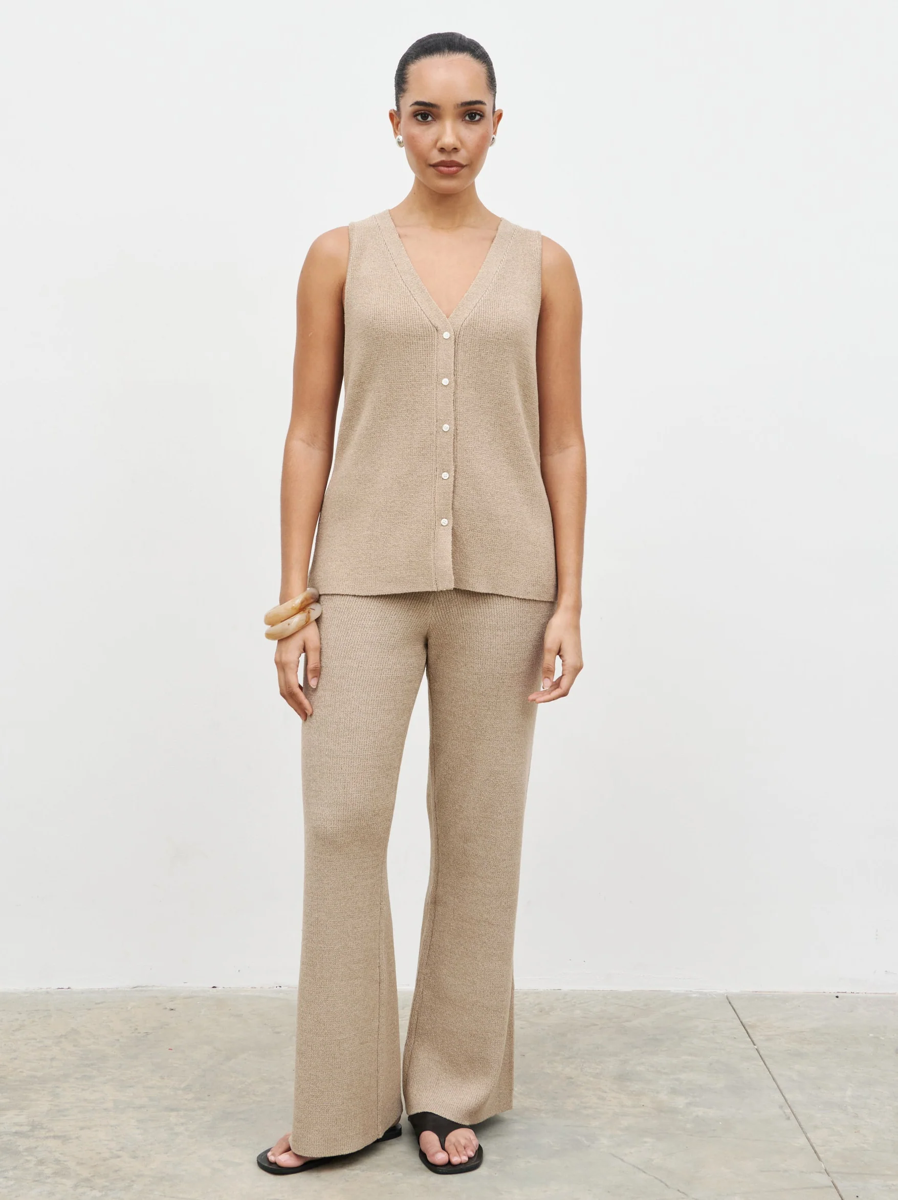 Kourtney Knit Waistcoat - Taupe