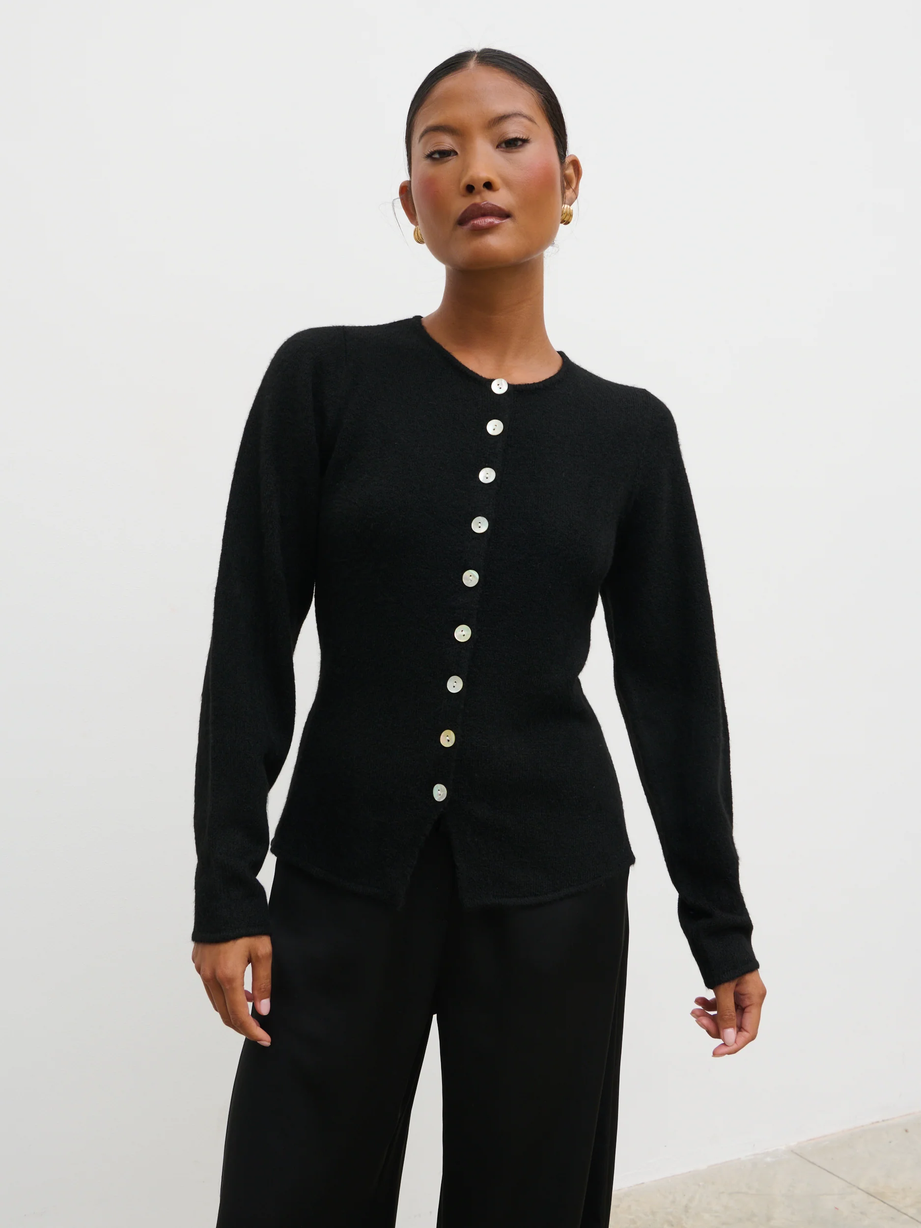 Kyle Fitted Knit Cardigan - Black
