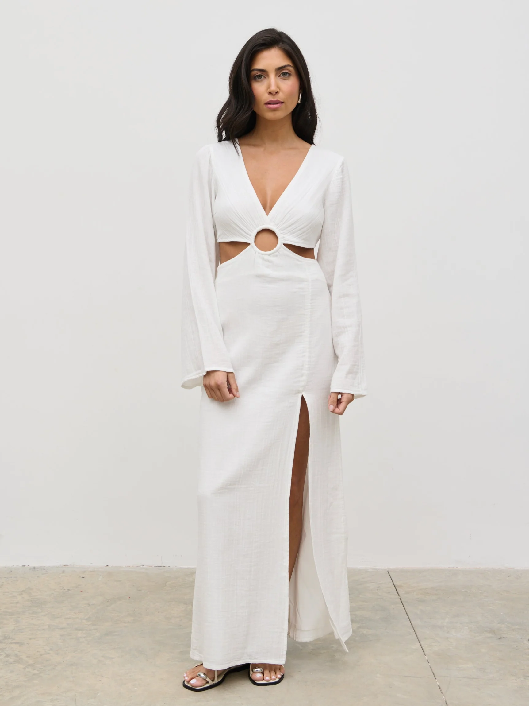 Luca Cut Out Ring Dress - Cream