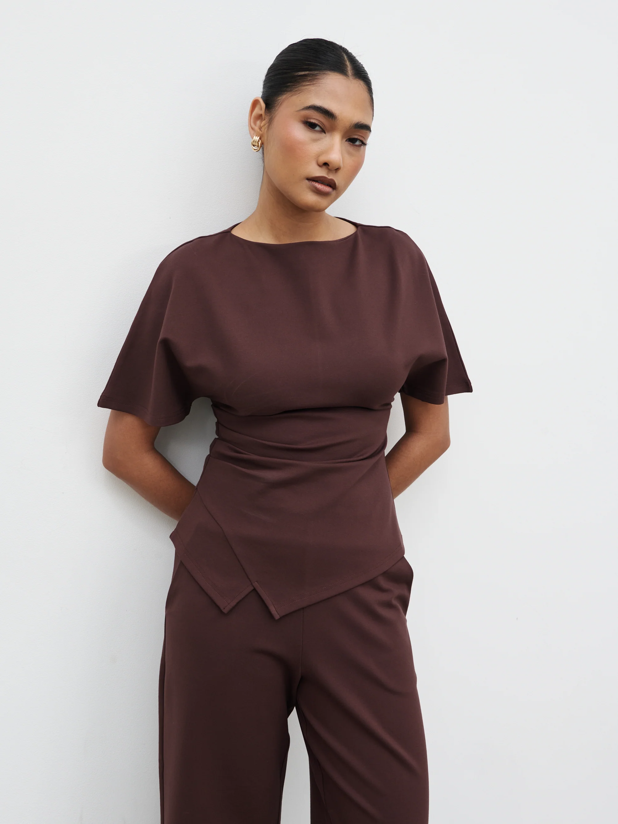 Marni Pleated Jersey Top - Brown