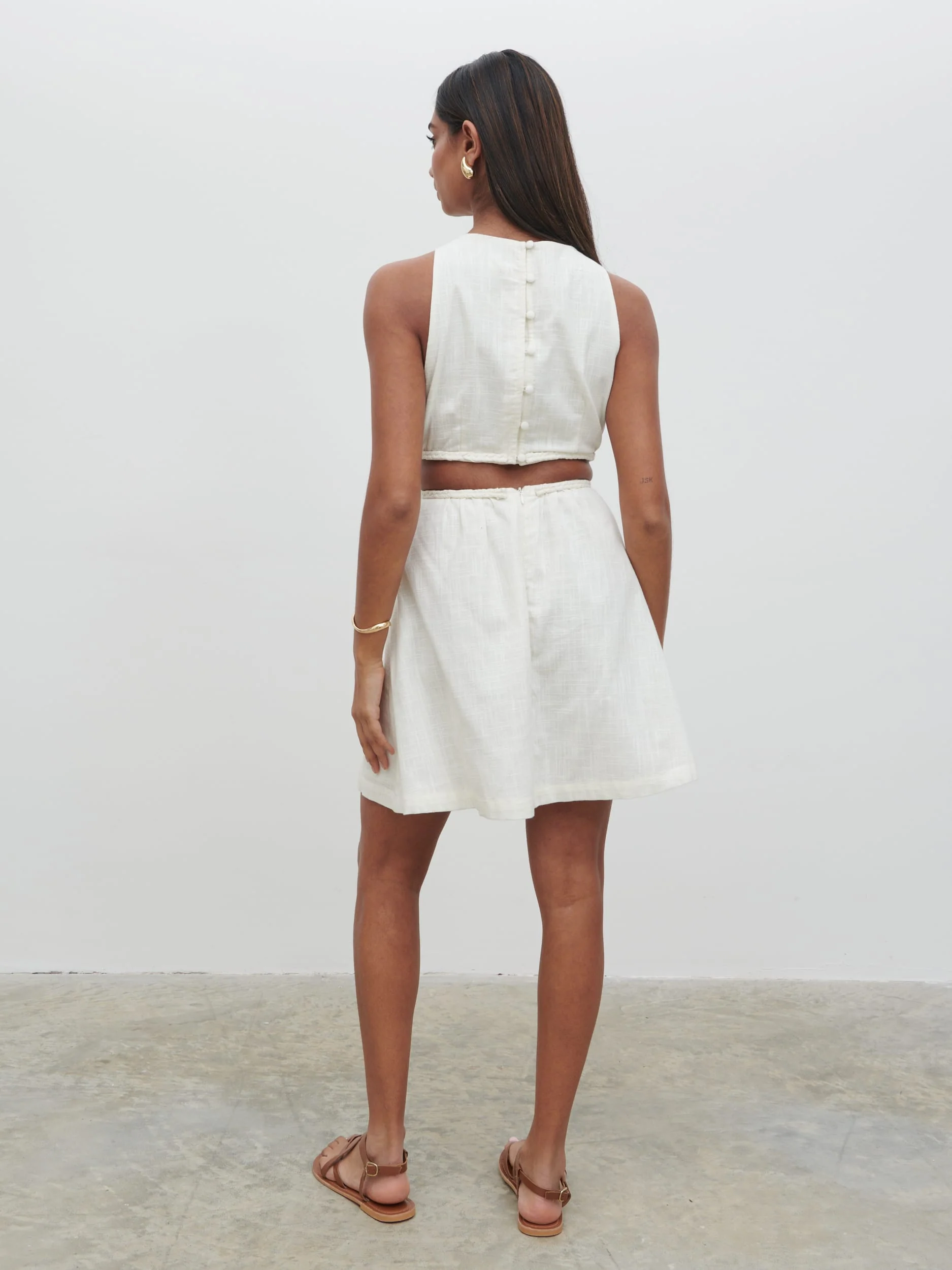 Melody Cut Out Mini Dress - Cream - Image 2