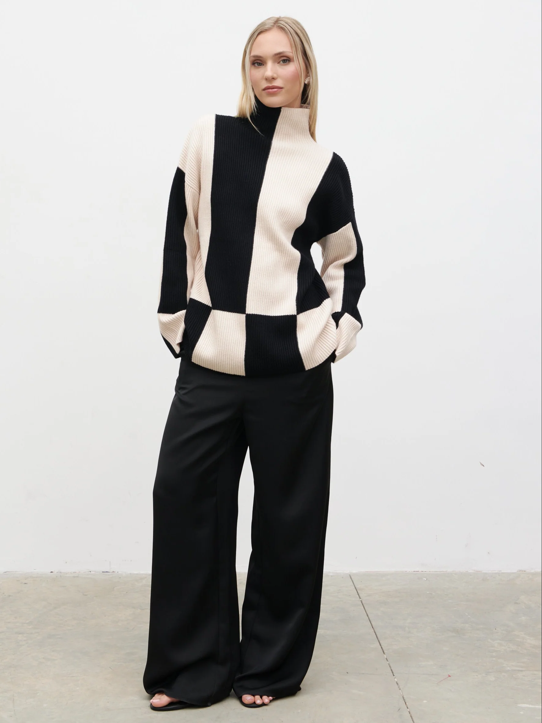 Nayah Jumper - Black and Cream Stripe