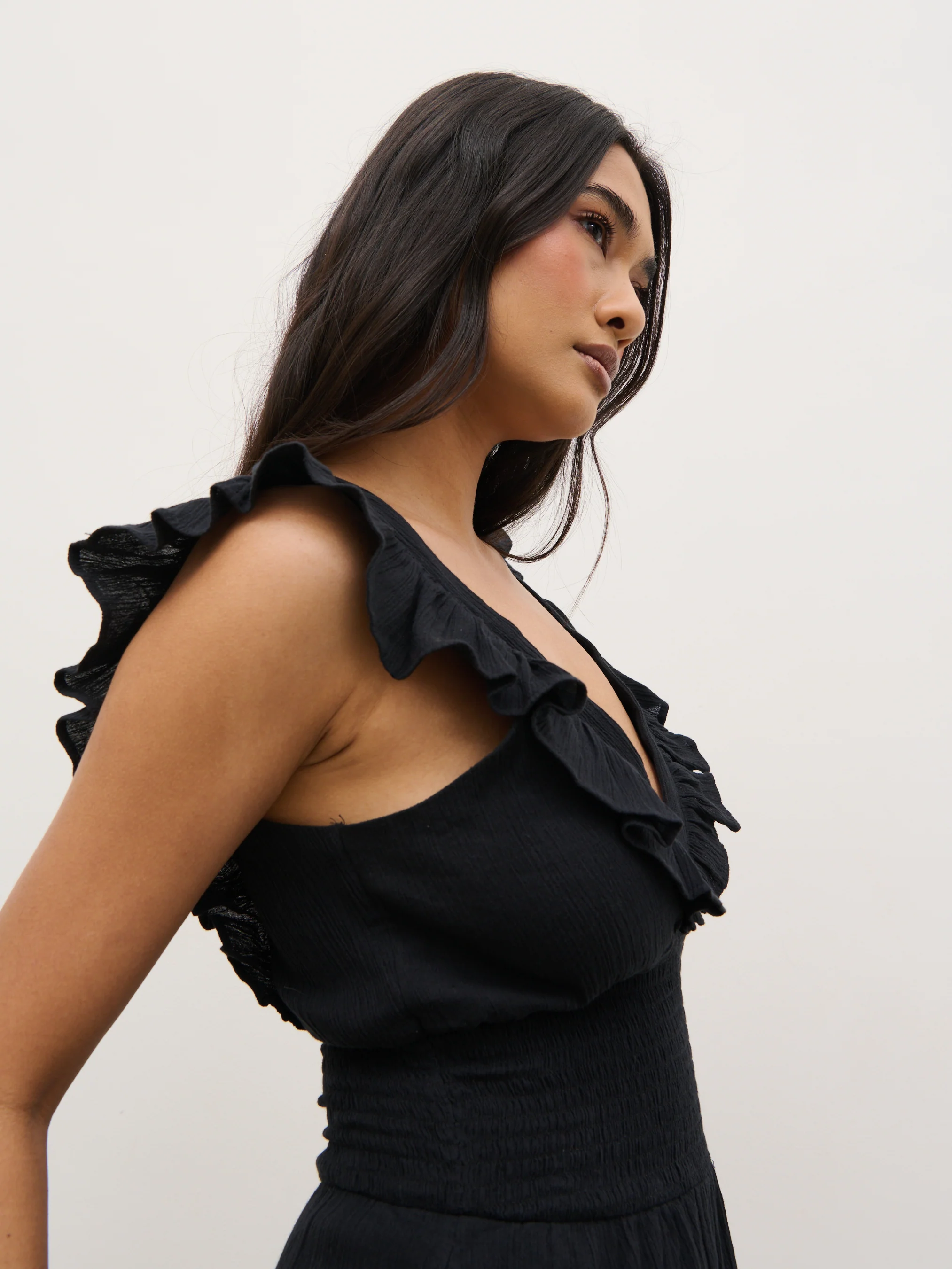 Opal Ruffle Midaxi Dress - Black - Image 2