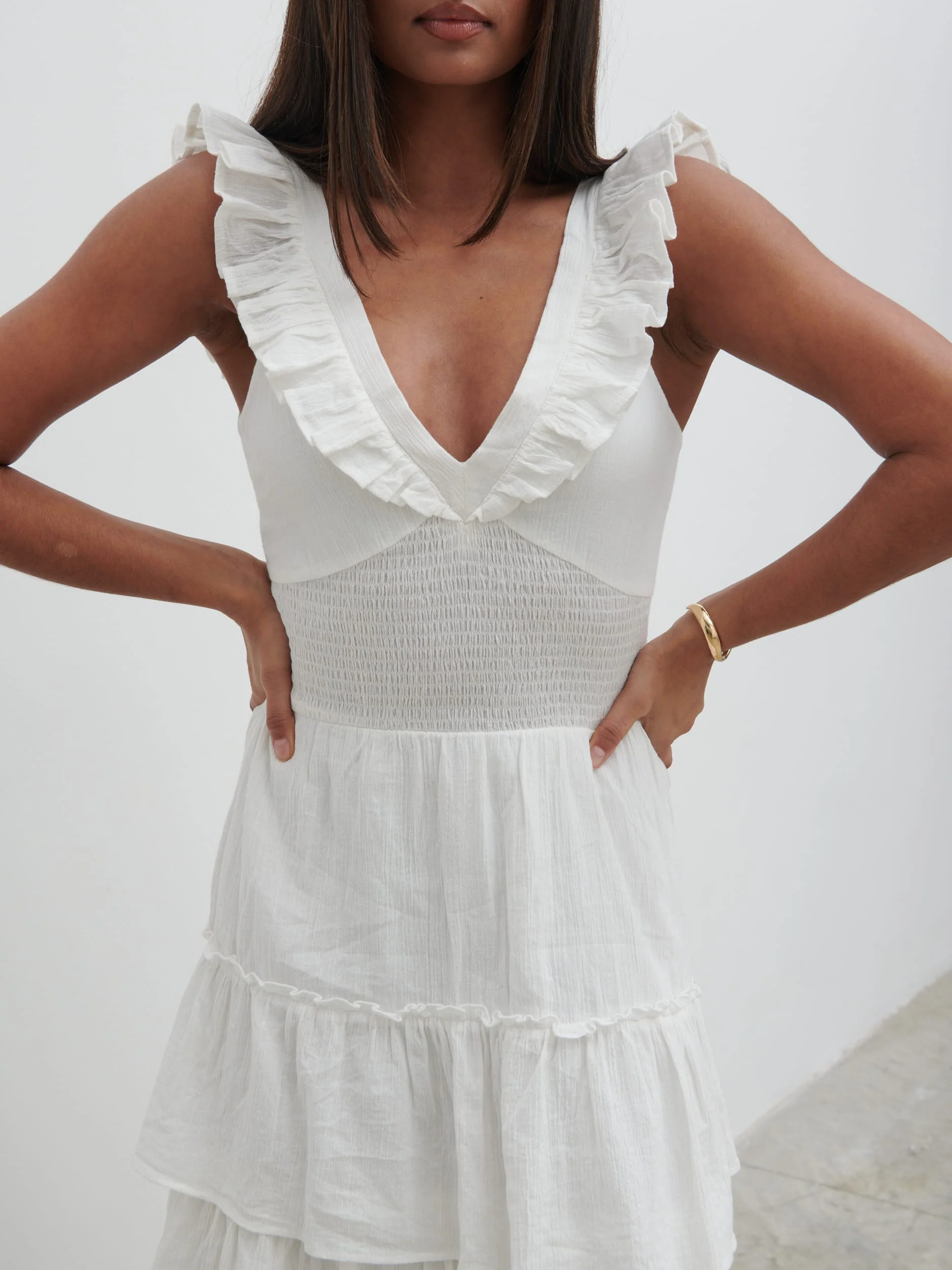 Opal Ruffle Midaxi Dress - Cream - Image 2