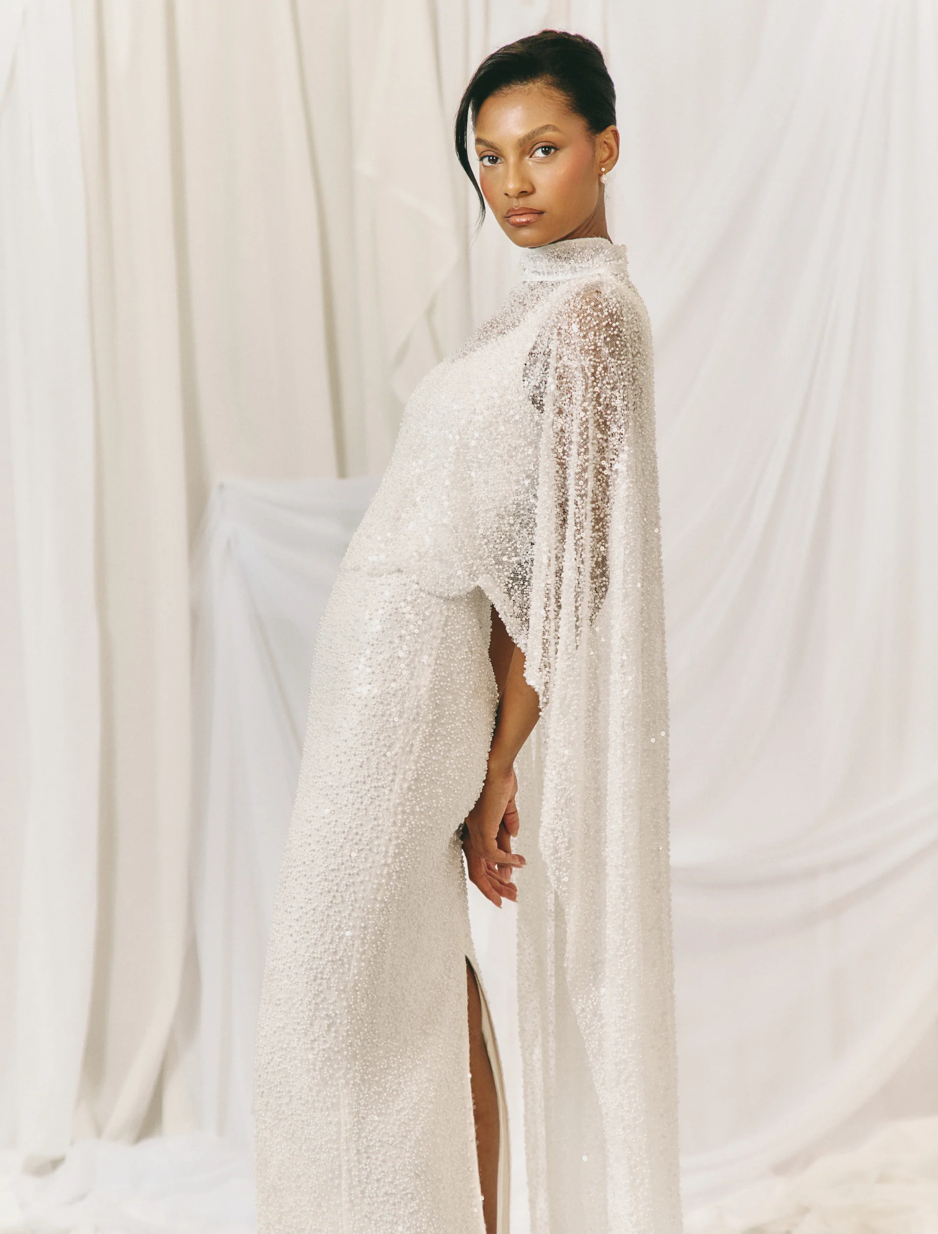 Palma Embellished Cape - Ivory - Image 2