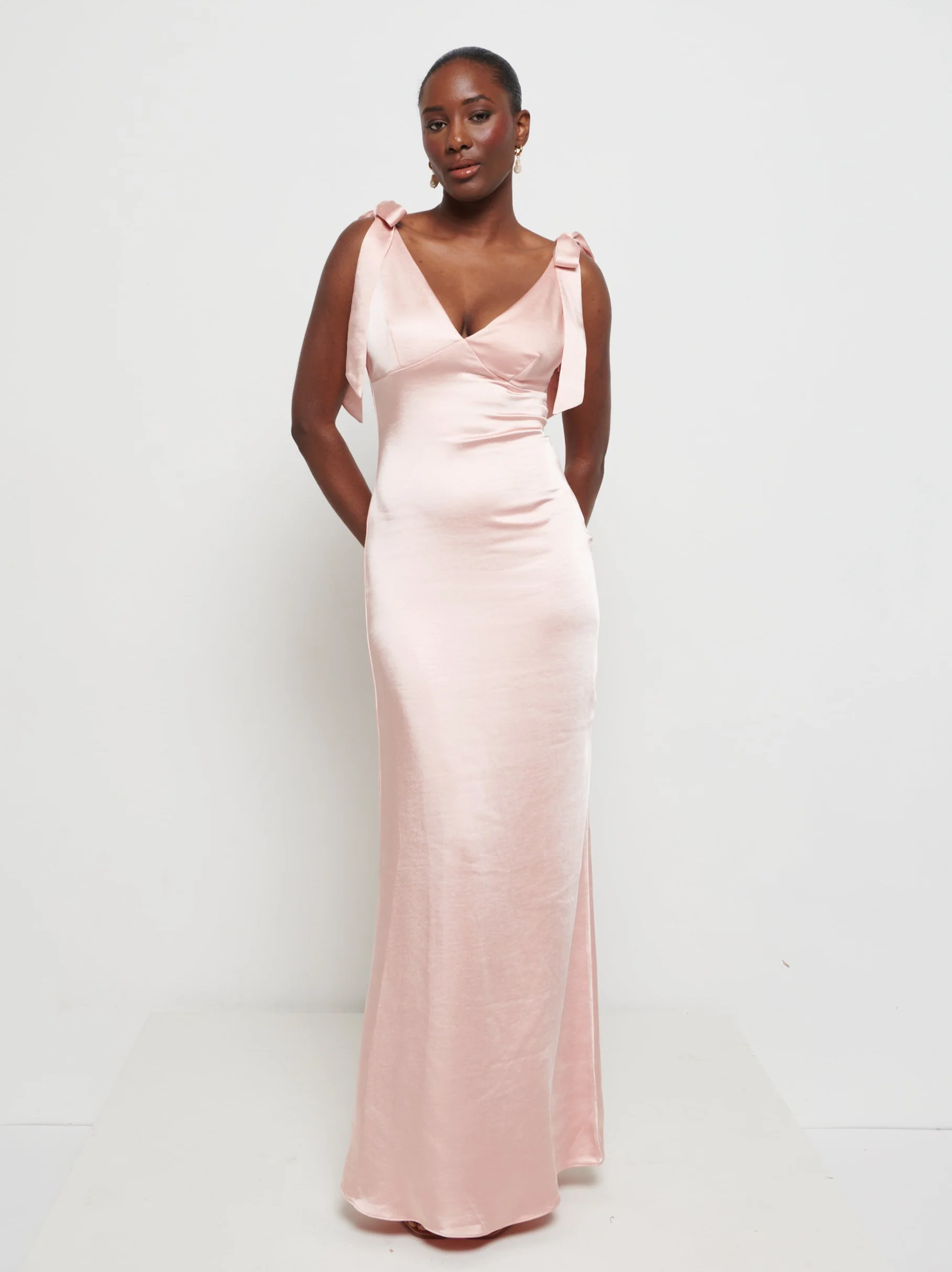 Piper Tie Maxi Bridesmaid Dress - Matte True Blush