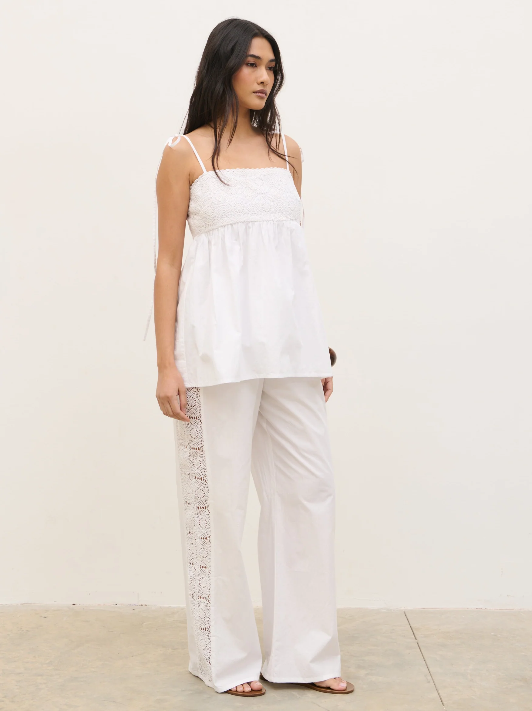 Rae Crochet Detail Cami Top - White