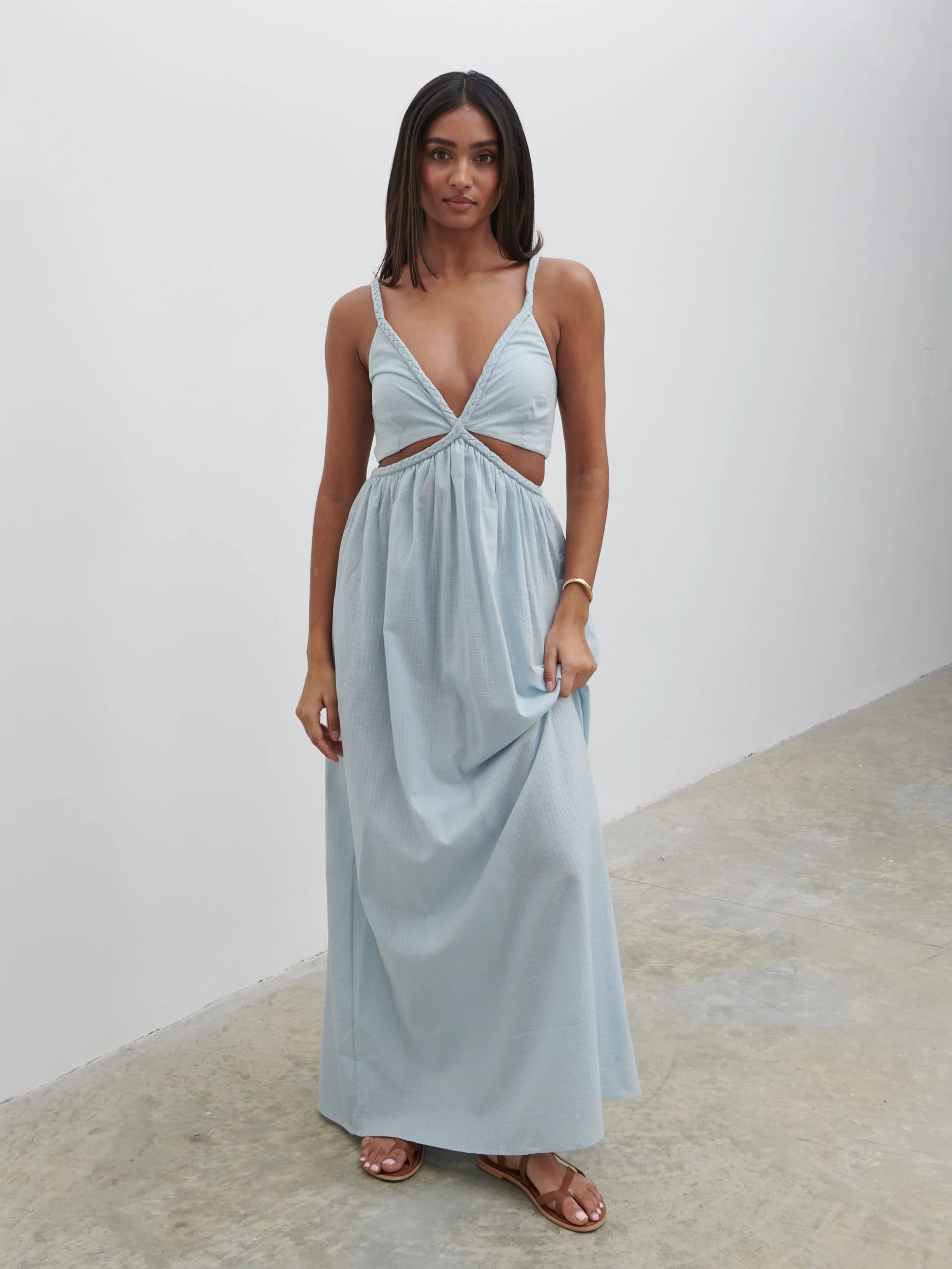 Ramona Cut Out Maxi Dress - Powder Blue