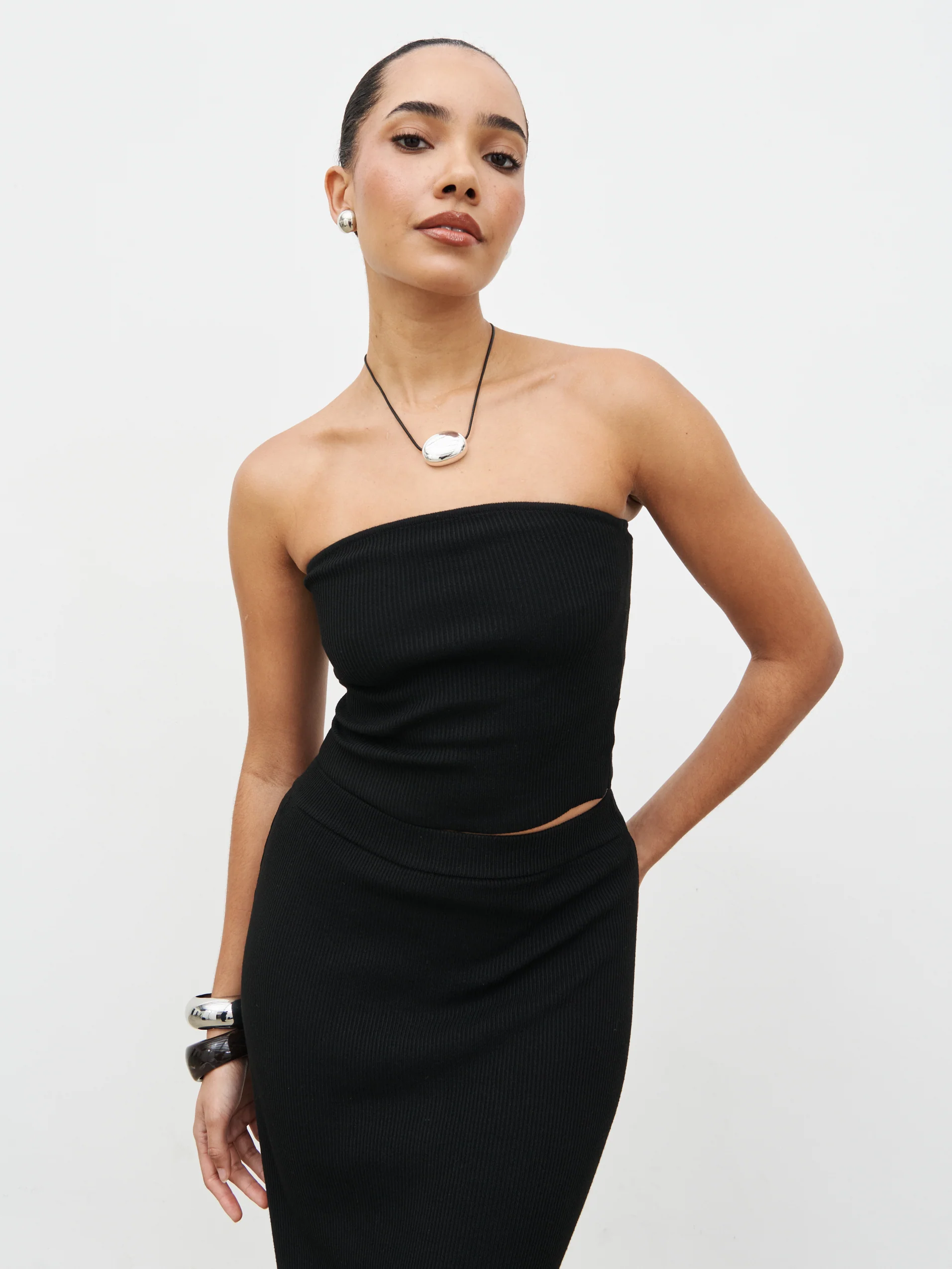 Reese Bandeau Knit Top - Black