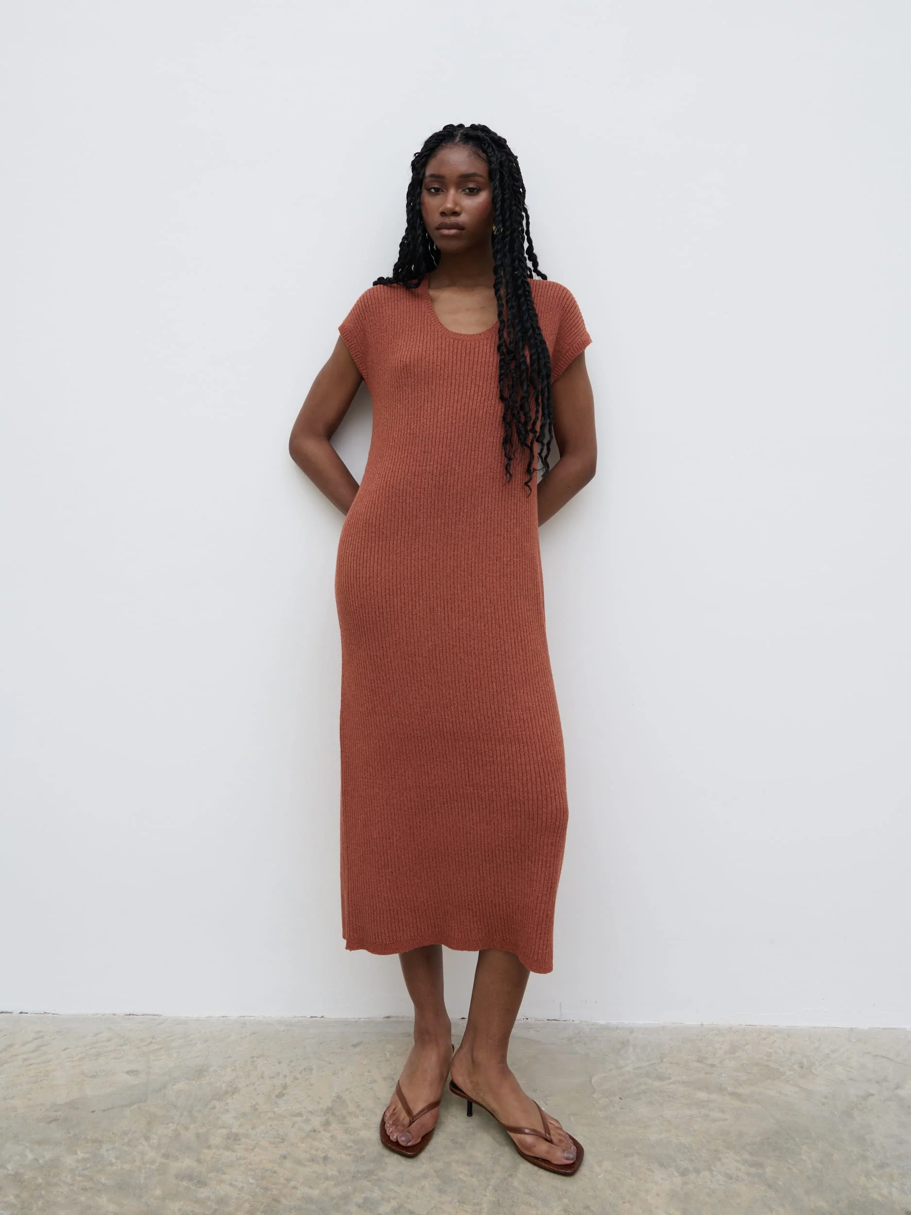 Rose Knit Midaxi Dress - Rosewood