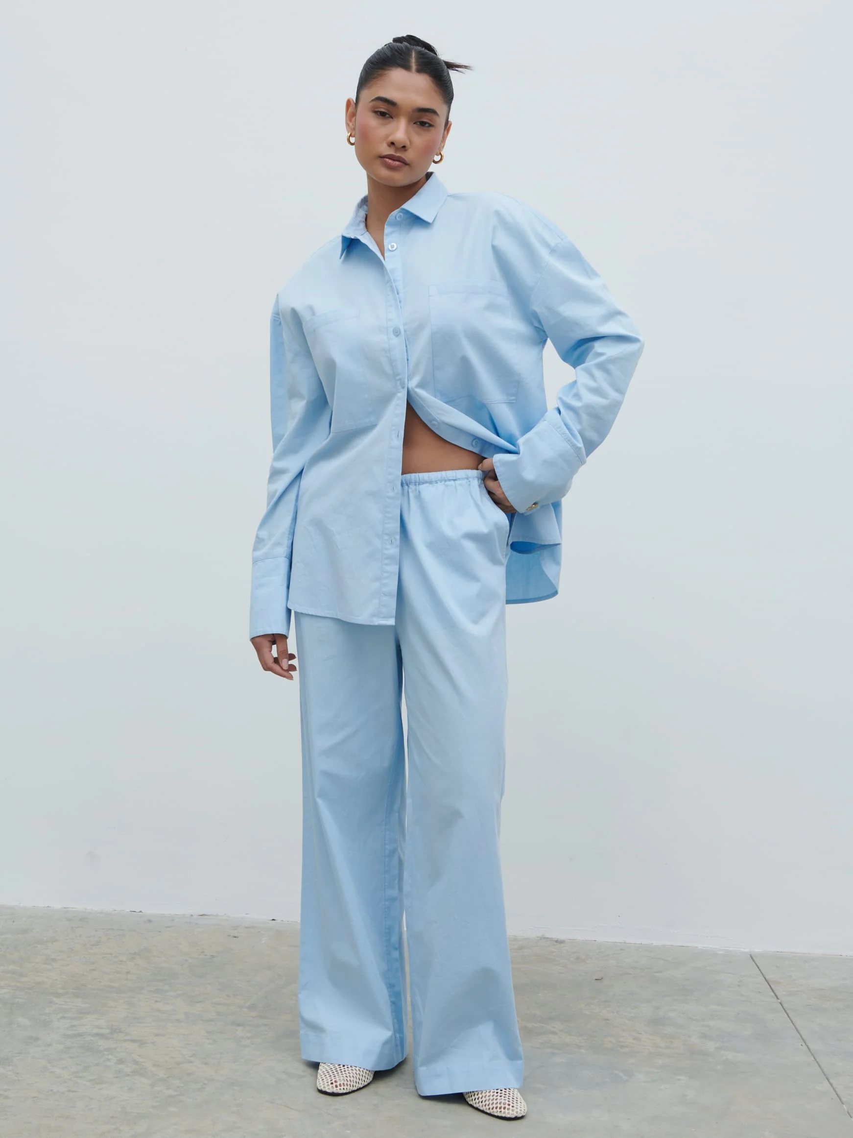 Ryleigh Cotton Trousers - Light Blue