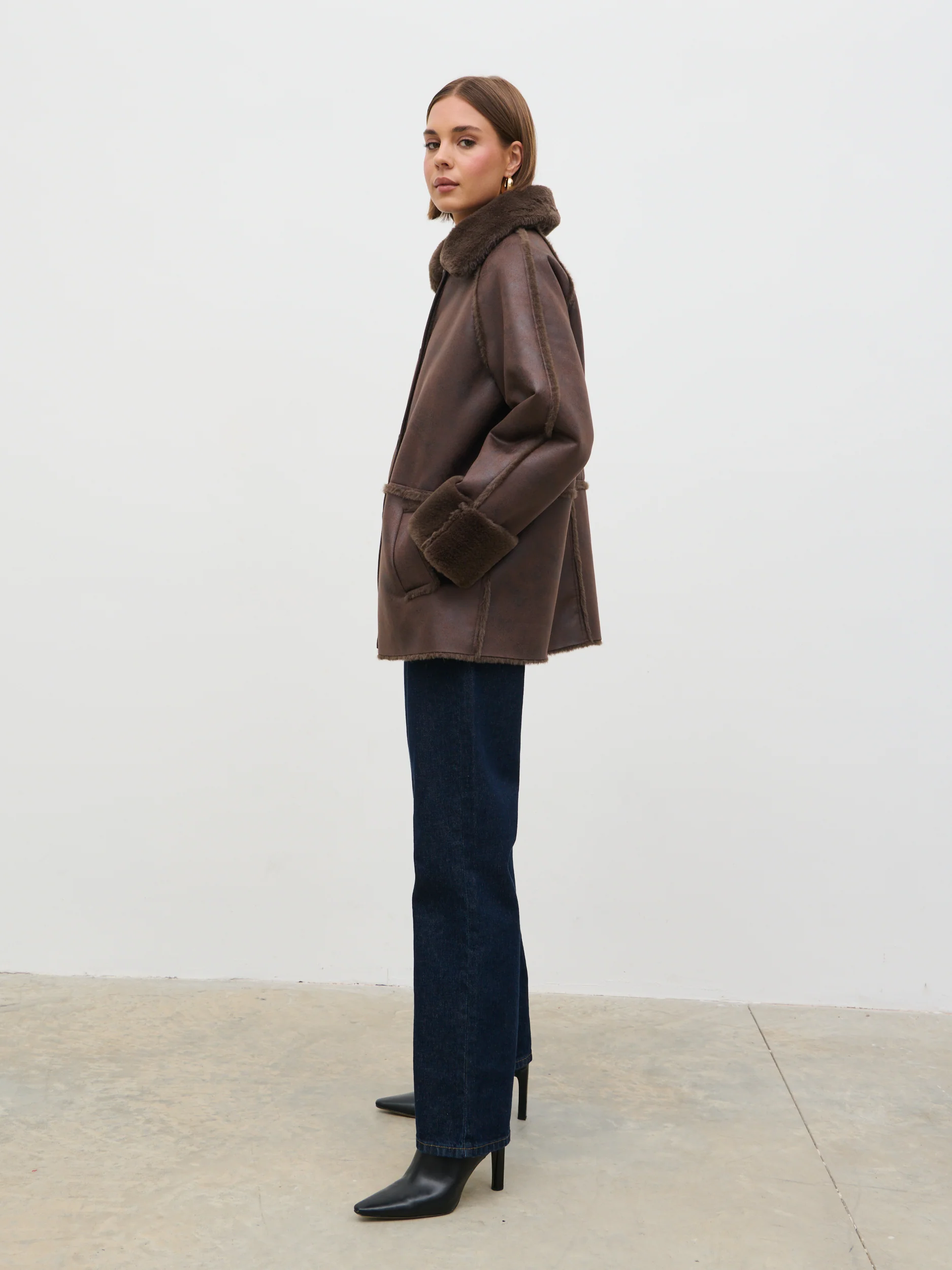 Sawyer Aviator Coat - Brown - Image 2