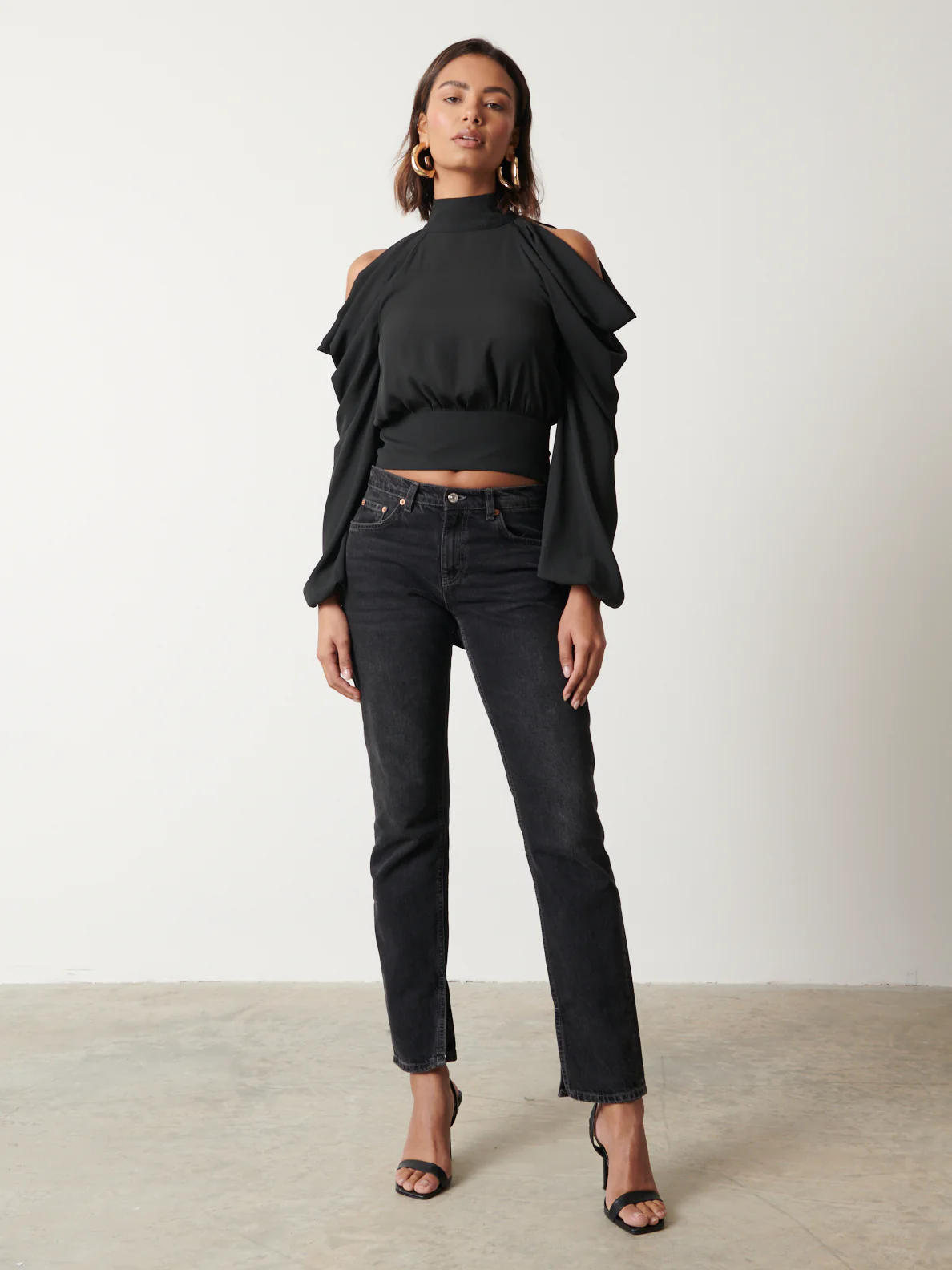 Selena Cold Shoulder Top - Black