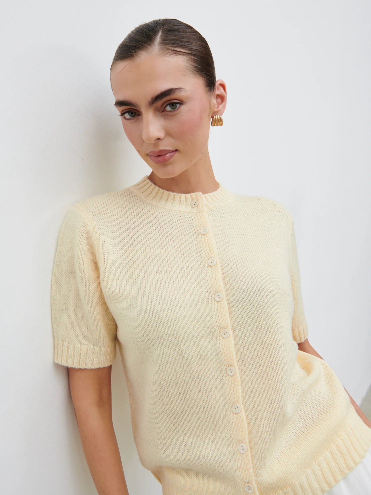 Shilou Button Up Knit Top - Butter Lemon - Image 2