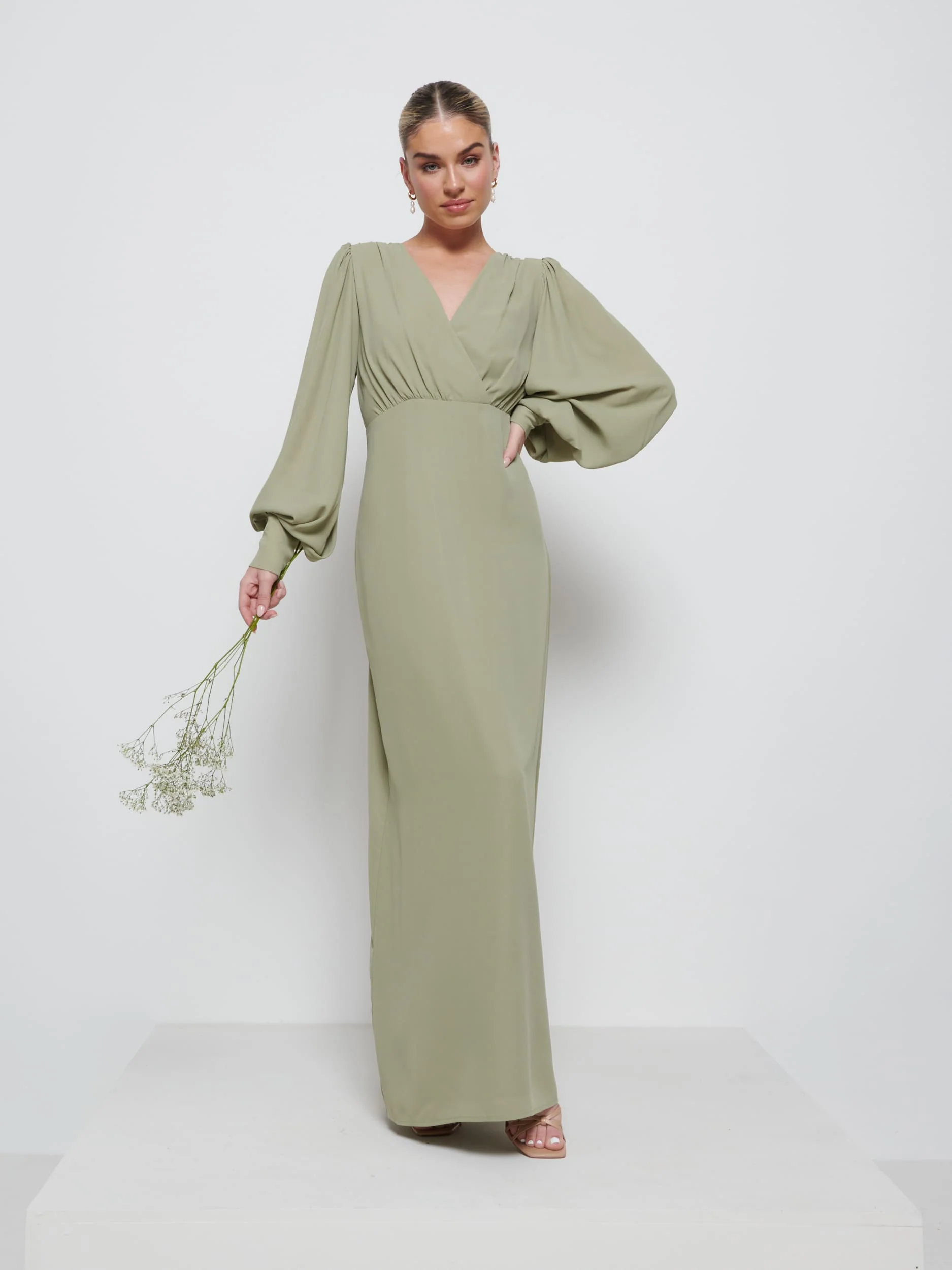 Sienna Chiffon Bridesmaid Dress - Olive